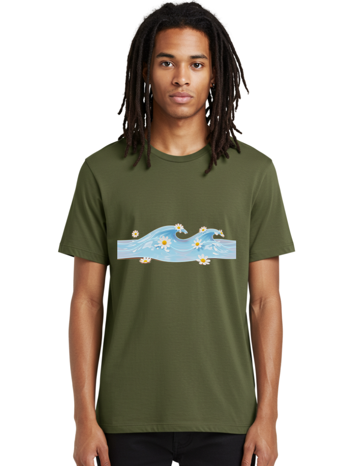 Wavy-Water-With-Daisies Men'S Graphic Tee, 100% Cotton, Comfortable Casual Summer Wear, Machine Washable, Vintage Camera, Old Camera, Antique Camera, Black Camera, Classic Photography, Photography Equipment, Nostalgic Device, Film Camera, Baj299 28