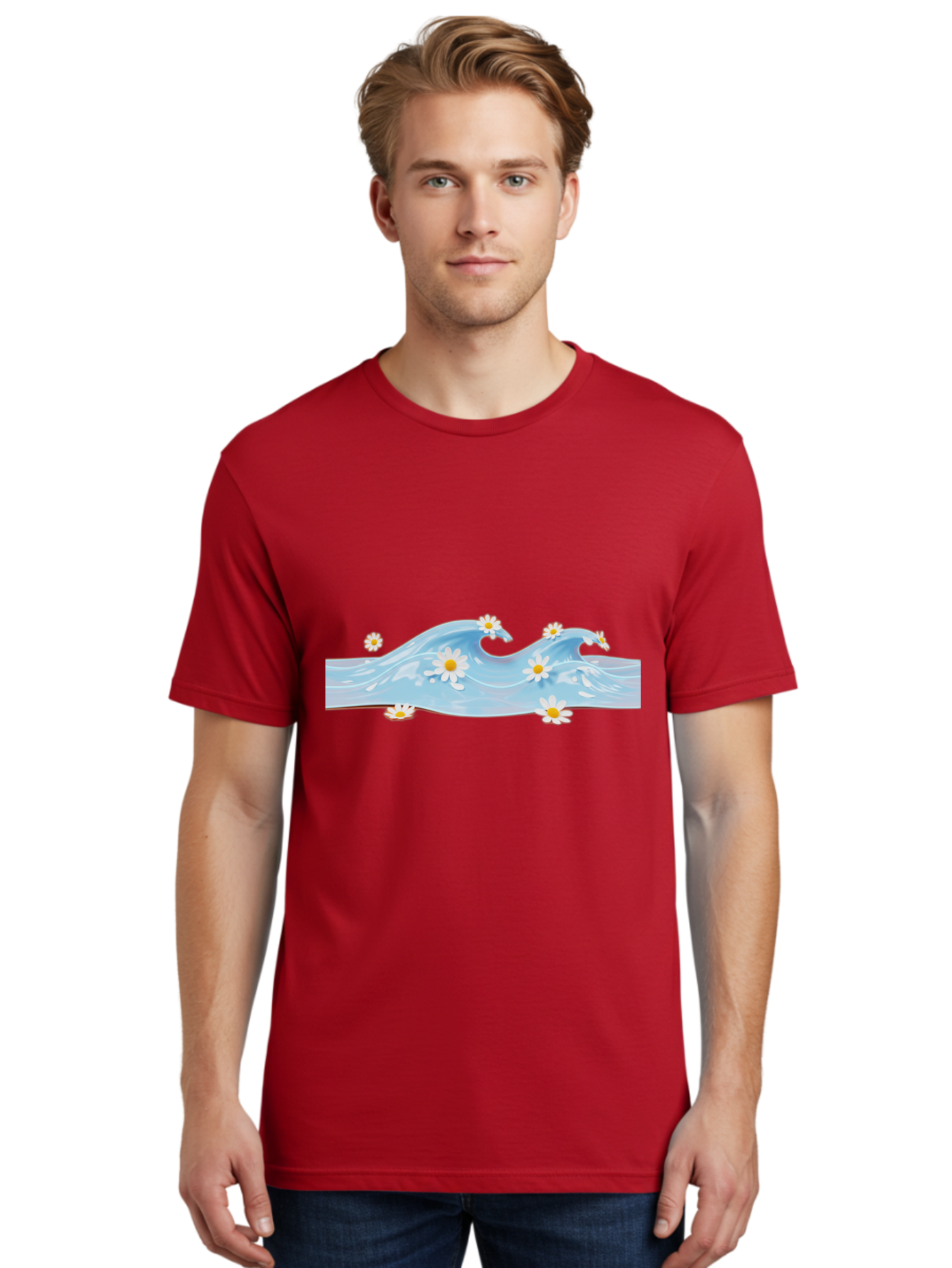 Wavy-Water-With-Daisies Men'S Graphic Tee, 100% Cotton, Comfortable Casual Summer Wear, Machine Washable, Vintage Camera, Old Camera, Antique Camera, Black Camera, Classic Photography, Photography Equipment, Nostalgic Device, Film Camera, Baj299 19