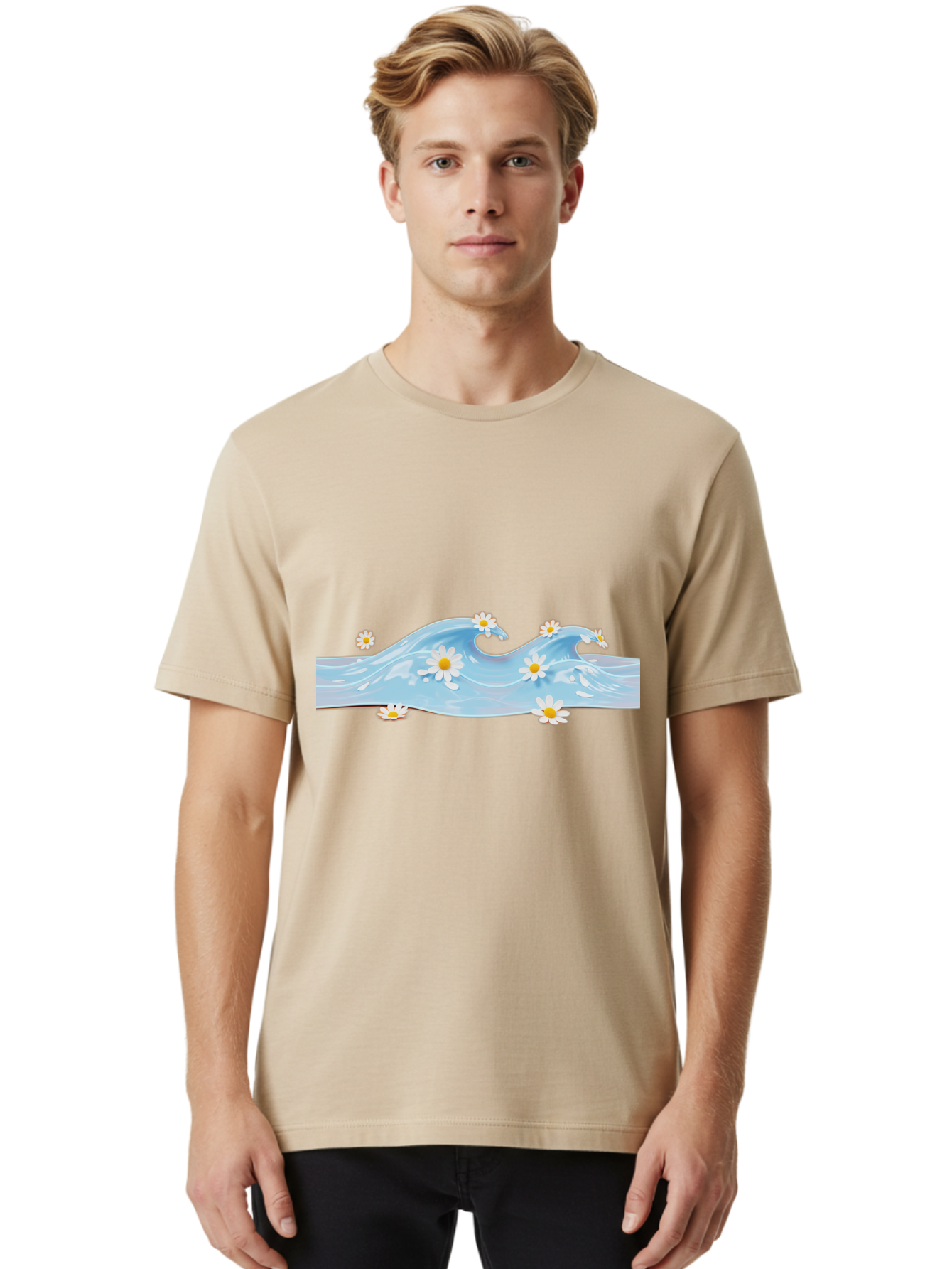 Wavy-Water-With-Daisies Men'S Graphic Tee, 100% Cotton, Comfortable Casual Summer Wear, Machine Washable, Vintage Camera, Old Camera, Antique Camera, Black Camera, Classic Photography, Photography Equipment, Nostalgic Device, Film Camera, Baj299 23