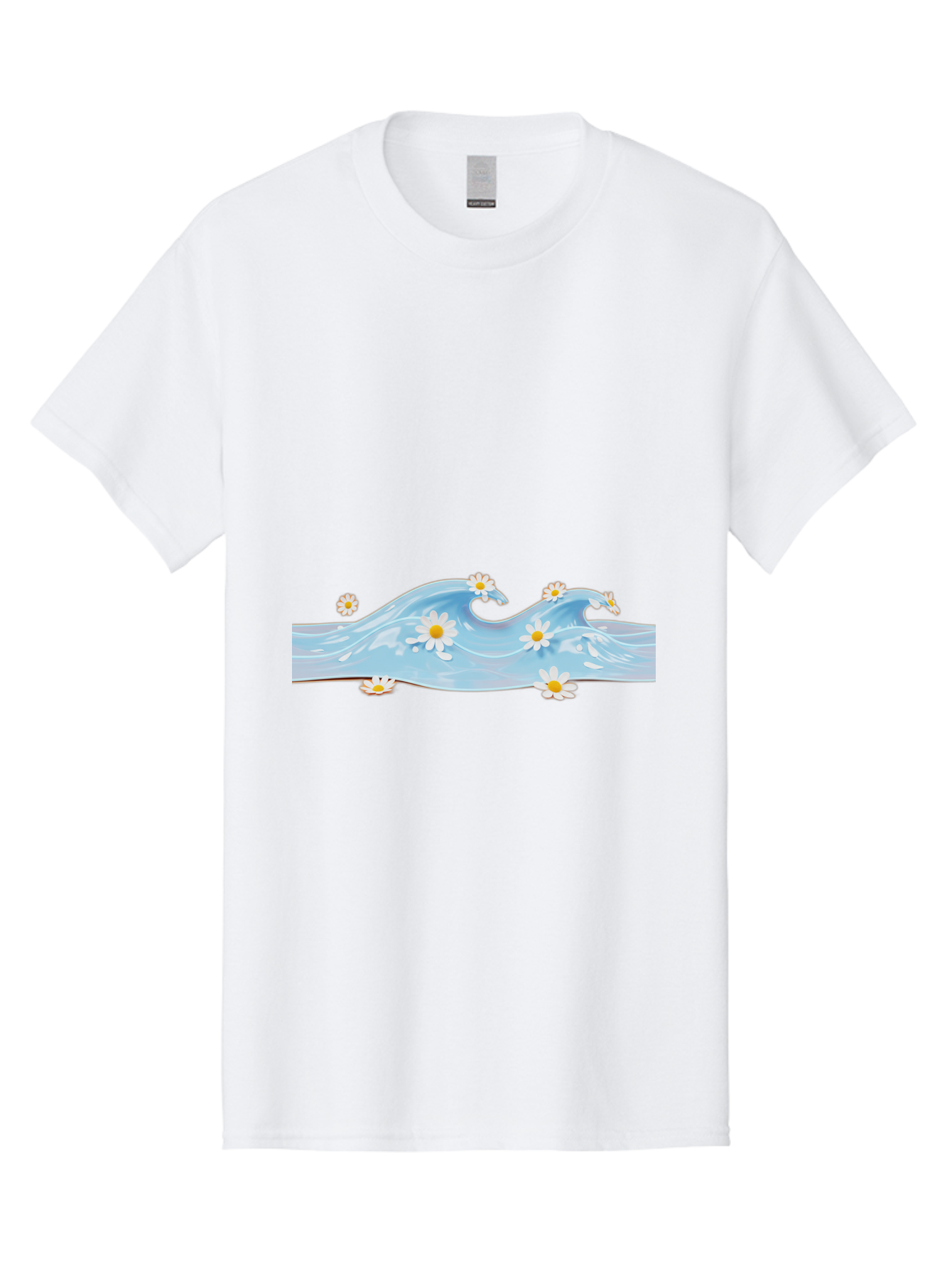 Wavy-Water-With-Daisies Men'S Graphic Tee, 100% Cotton, Comfortable Casual Summer Wear, Machine Washable, Vintage Camera, Old Camera, Antique Camera, Black Camera, Classic Photography, Photography Equipment, Nostalgic Device, Film Camera, Baj299 3