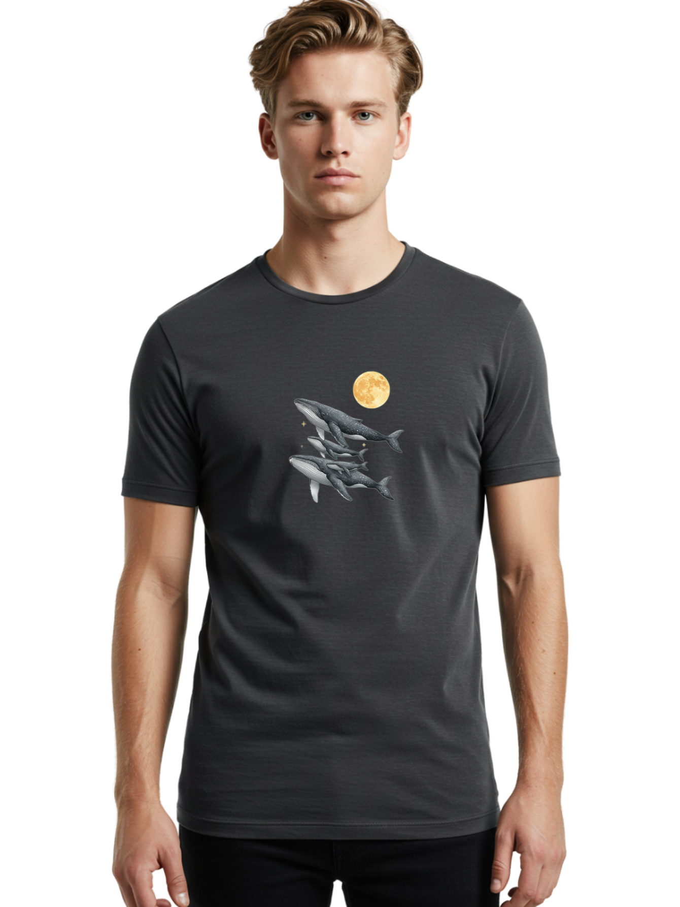 Whales-Under-Full-Moon Men'S Graphic Tee, 100% Cotton, Comfortable Casual Summer Wear, Machine Washable, Vintage Camera, Old Camera, Antique Camera, Black Camera, Classic Photography, Photography Equipment, Nostalgic Device, Film Camera, Baj306 28