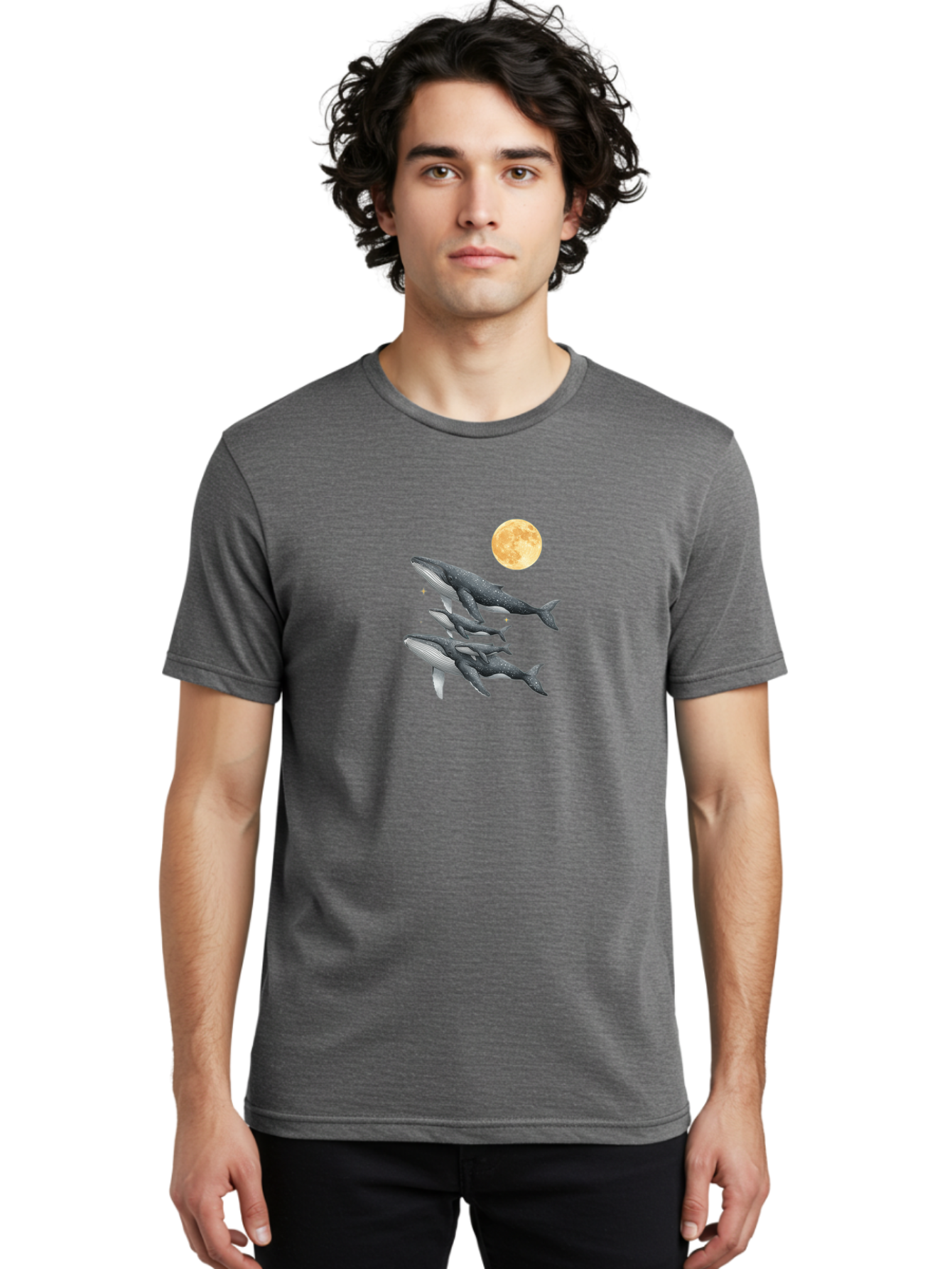 Whales-Under-Full-Moon Men'S Graphic Tee, 100% Cotton, Comfortable Casual Summer Wear, Machine Washable, Vintage Camera, Old Camera, Antique Camera, Black Camera, Classic Photography, Photography Equipment, Nostalgic Device, Film Camera, Baj306 25