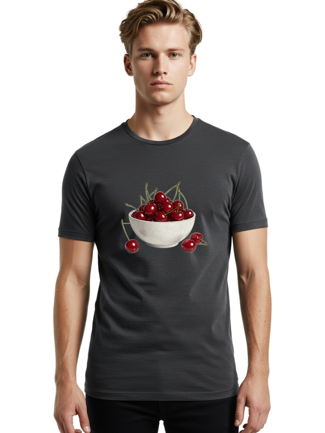 White-Bowl-With-Cherries Men'S Graphic Tee, 100% Cotton, Comfortable Casual Summer Wear, Machine Washable, Vintage Camera, Old Camera, Antique Camera, Black Camera, Classic Photography, Photography Equipment, Nostalgic Device, Film Camera, Baj309 26