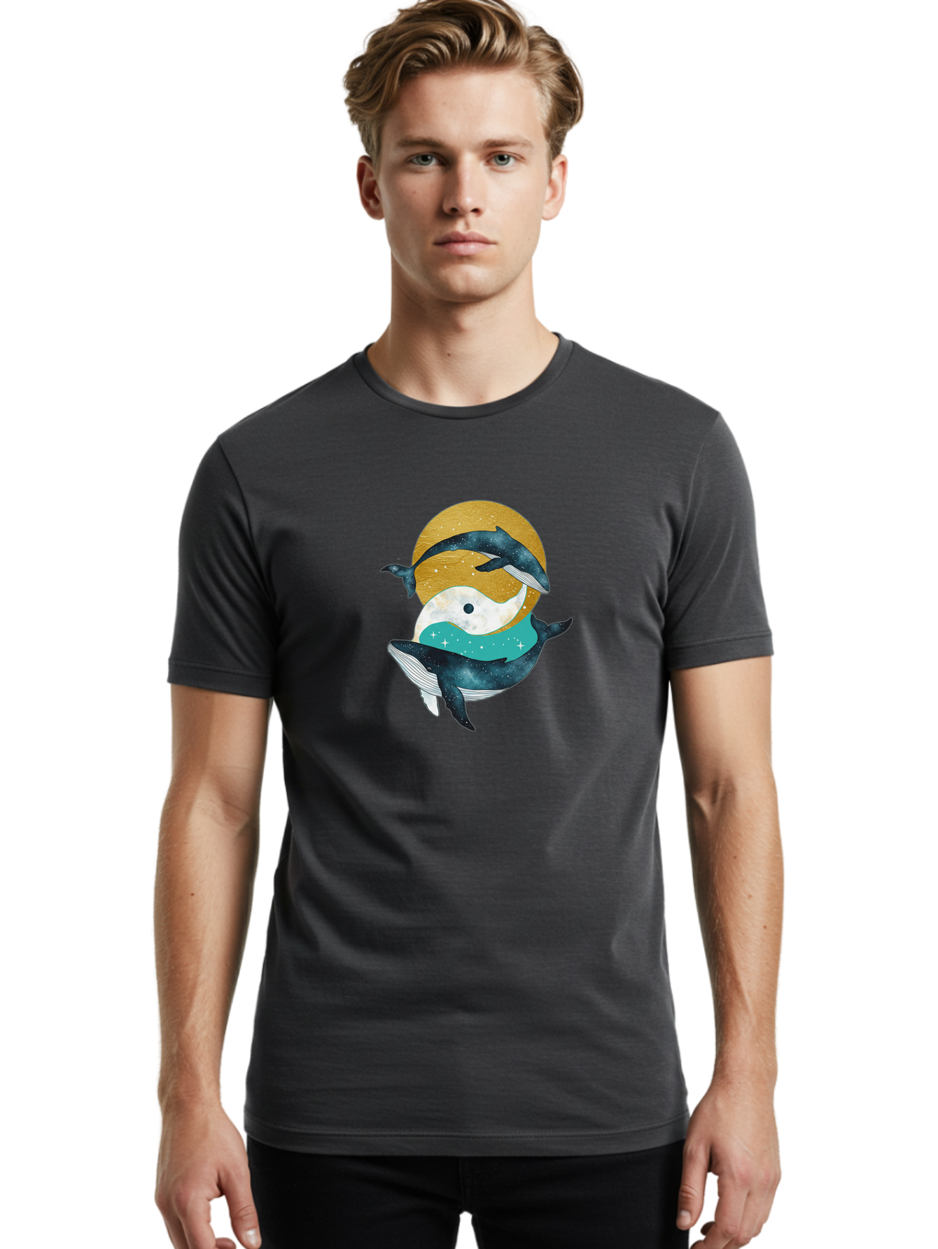 Yin-Yang-Dolphins Men'S Graphic Tee, 100% Cotton, Comfortable Casual Summer Wear, Machine Washable, Vintage Camera, Old Camera, Antique Camera, Black Camera, Classic Photography, Photography Equipment, Nostalgic Device, Film Camera, Camera Art Baj317 28