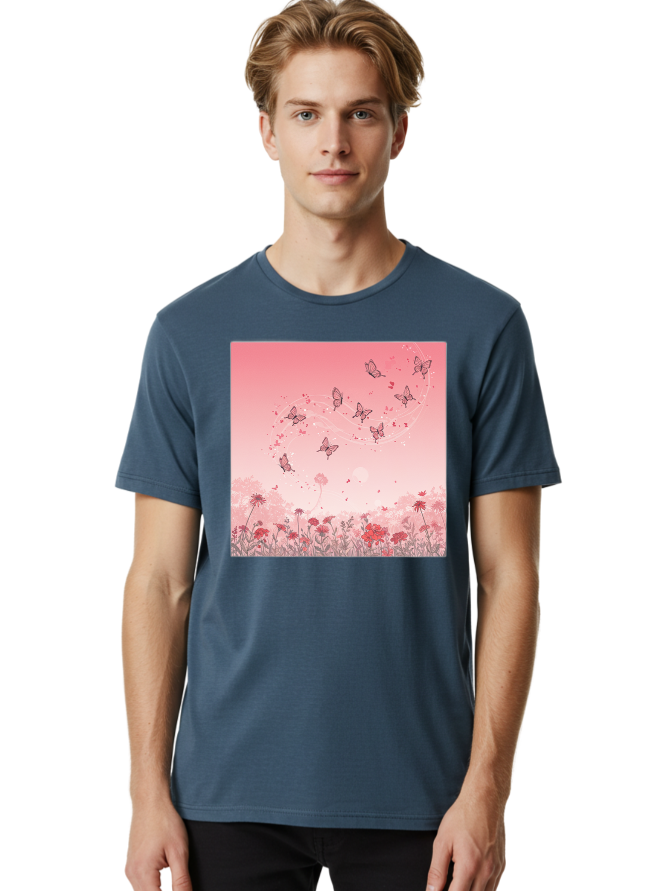 Butterflies-In-Flowers Men'S Graphic Tee, 100% Cotton, Comfortable Casual Summer Wear, Machine Washable, Vintage Camera, Old Camera, Antique Camera, Black Camera, Classic Photography, Photography Equipment, Nostalgic Device, Film Camera, Baj355 17