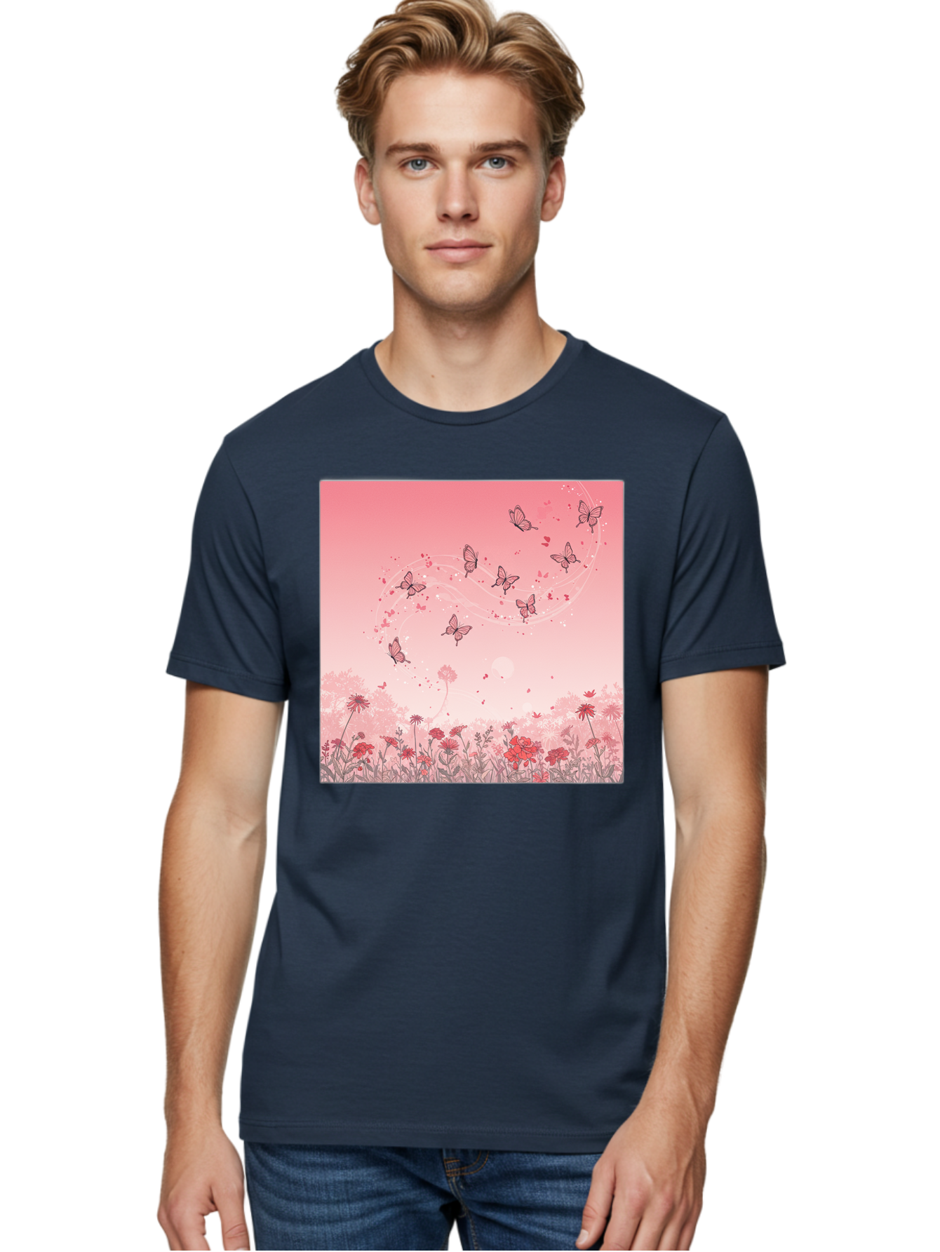 Butterflies-In-Flowers Men'S Graphic Tee, 100% Cotton, Comfortable Casual Summer Wear, Machine Washable, Vintage Camera, Old Camera, Antique Camera, Black Camera, Classic Photography, Photography Equipment, Nostalgic Device, Film Camera, Baj355 25