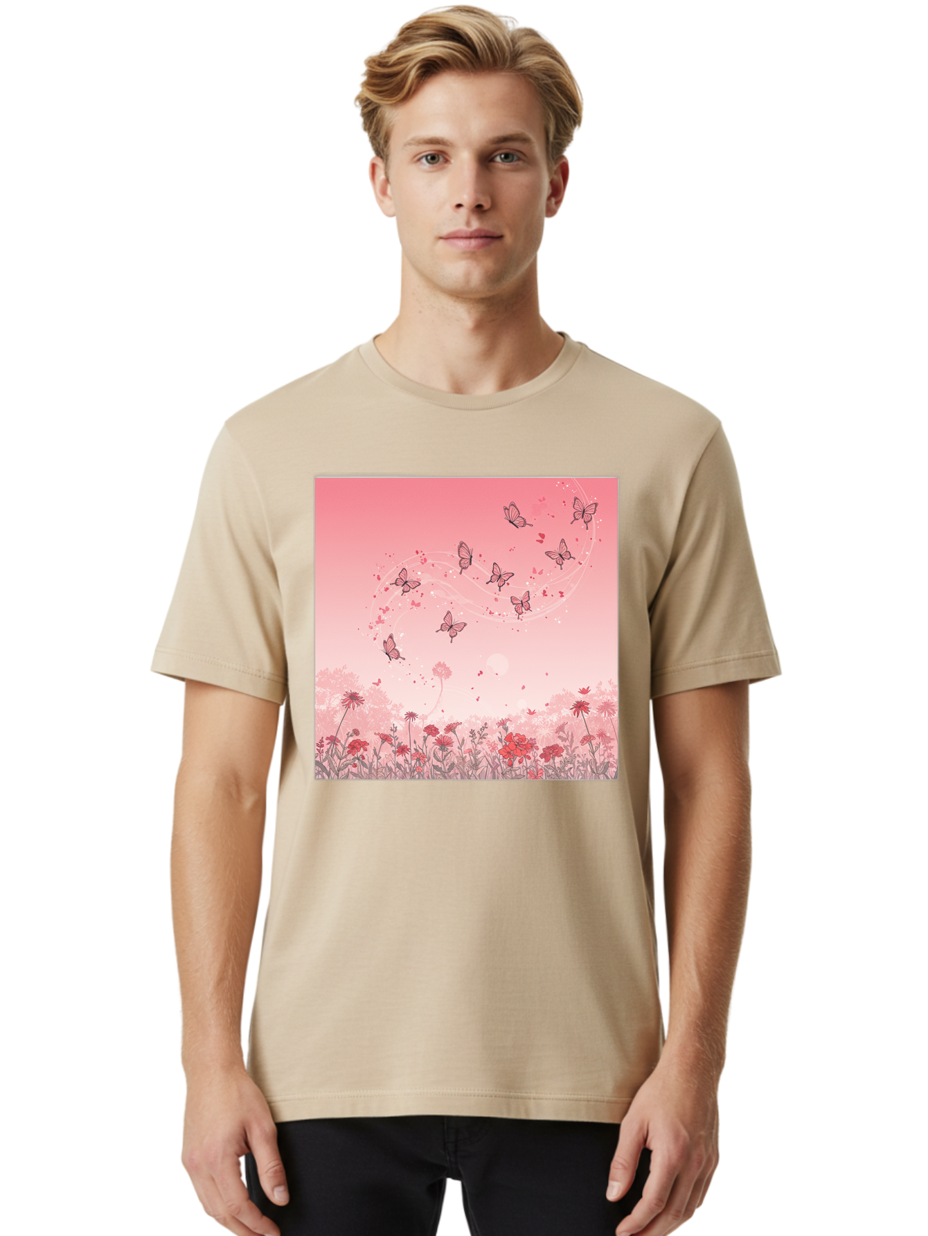 Butterflies-In-Flowers Men'S Graphic Tee, 100% Cotton, Comfortable Casual Summer Wear, Machine Washable, Vintage Camera, Old Camera, Antique Camera, Black Camera, Classic Photography, Photography Equipment, Nostalgic Device, Film Camera, Baj355 26