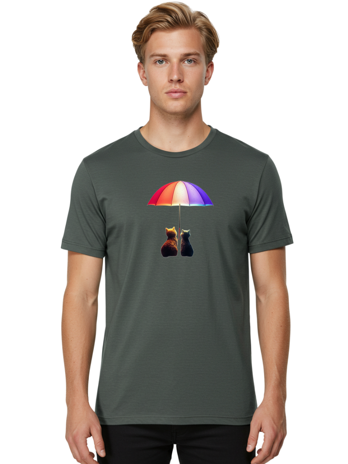 Cats-Under-Umbrella-1 Men'S Graphic Tee, 100% Cotton, Comfortable Casual Summer Wear, Machine Washable, Vintage Camera, Old Camera, Antique Camera, Black Camera, Classic Photography, Photography Equipment, Nostalgic Device, Film Camera, Baj390 22