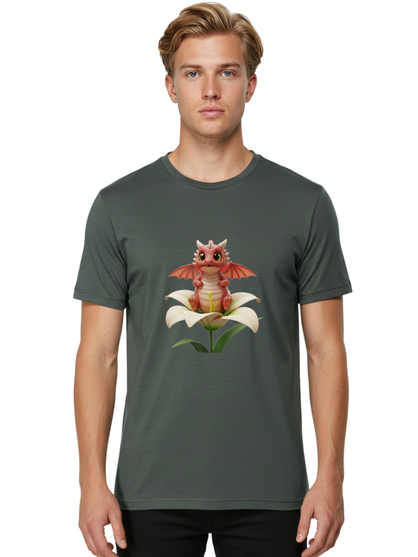 Dragon-On-Flower-1 Men'S Graphic Tee, 100% Cotton, Comfortable Casual Summer Wear, Machine Washable, Vintage Camera, Old Camera, Antique Camera, Black Camera, Classic Photography, Photography Equipment, Nostalgic Device, Film Camera, Baj453 28
