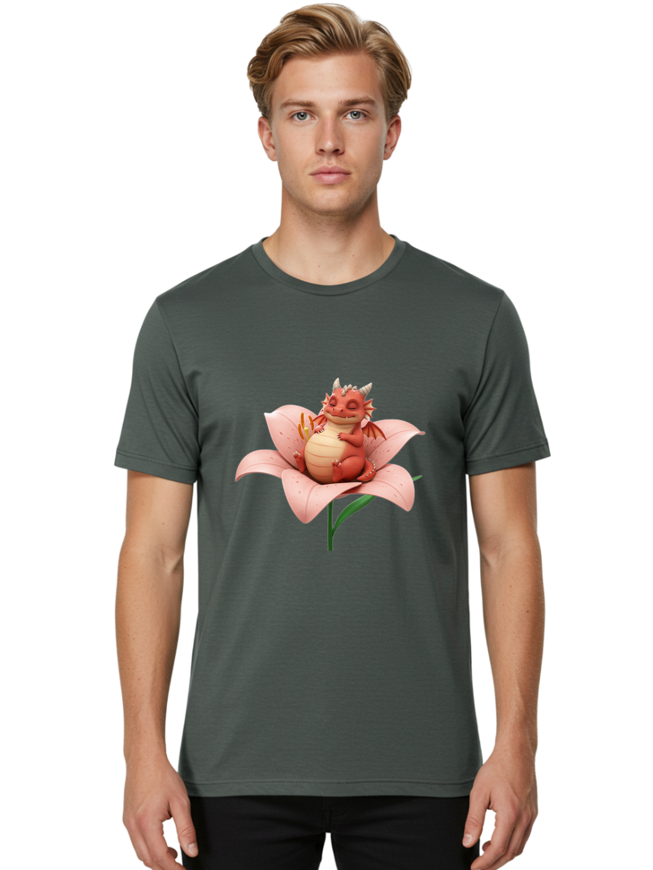 Dragon-On-Flower-2 Men'S Graphic Tee, 100% Cotton, Comfortable Casual Summer Wear, Machine Washable, Vintage Camera, Old Camera, Antique Camera, Black Camera, Classic Photography, Photography Equipment, Nostalgic Device, Film Camera, Baj454 25