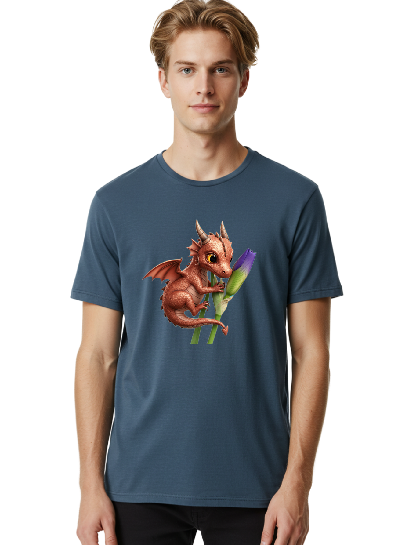 Dragon-With-Purple-Flower Men'S Graphic Tee, 100% Cotton, Comfortable Casual Summer Wear, Machine Washable, Vintage Camera, Old Camera, Antique Camera, Black Camera, Classic Photography, Photography Equipment, Nostalgic Device, Film Camera, Baj459 23