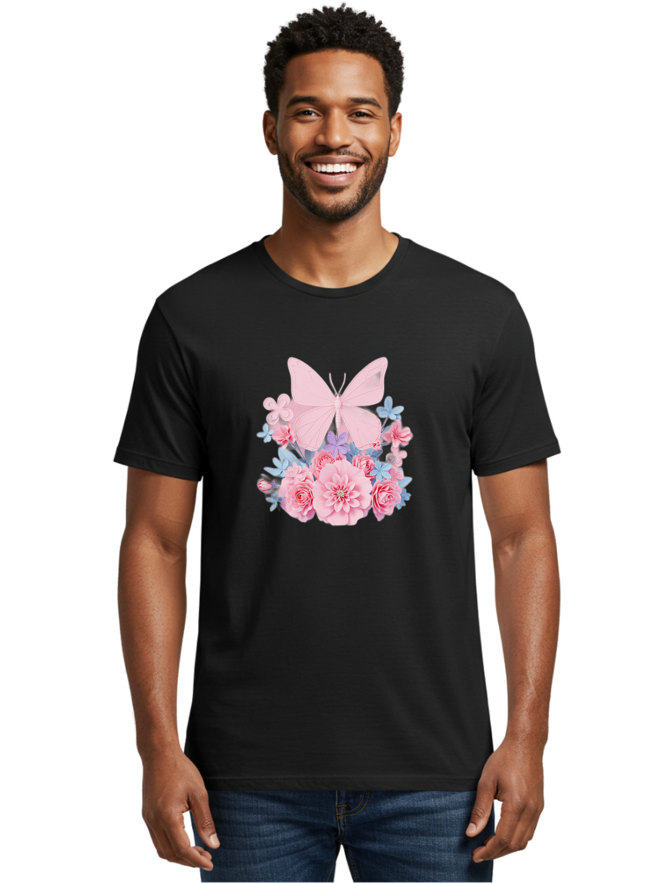 Pink-Butterfly-And-Flowers Men'S Graphic Tee, 100% Cotton, Comfortable Casual Summer Wear, Machine Washable, Vintage Camera, Old Camera, Antique Camera, Black Camera, Classic Photography, Photography Equipment, Nostalgic Device, Film Camera, Baj659 19