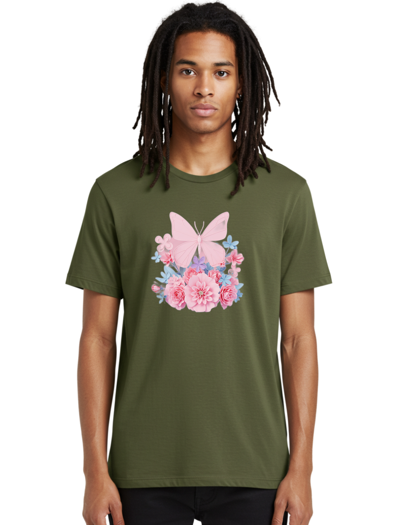 Pink-Butterfly-And-Flowers Men'S Graphic Tee, 100% Cotton, Comfortable Casual Summer Wear, Machine Washable, Vintage Camera, Old Camera, Antique Camera, Black Camera, Classic Photography, Photography Equipment, Nostalgic Device, Film Camera, Baj659 26