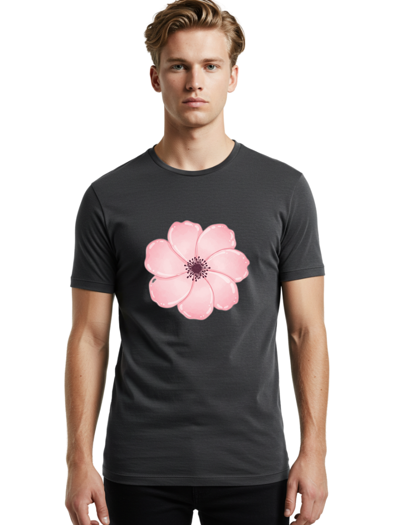 Pink-Flower Men'S Graphic Tee, 100% Cotton, Comfortable Casual Summer Wear, Machine Washable, Vintage Camera, Old Camera, Antique Camera, Black Camera, Classic Photography, Photography Equipment, Nostalgic Device, Film Camera, Camera Art Baj670 30