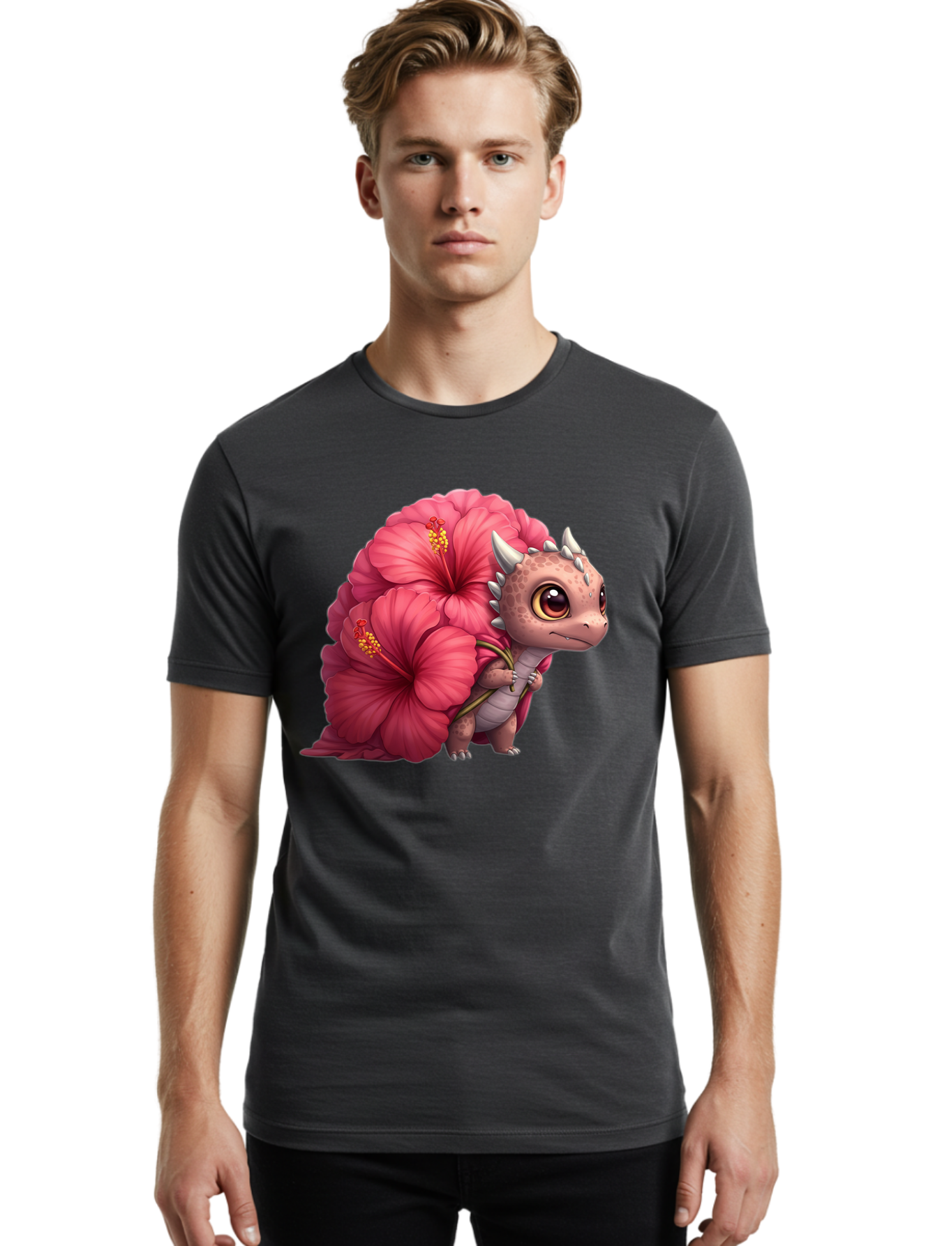 Pink-Hibiscus-Dinosaur Men'S Graphic Tee, 100% Cotton, Comfortable Casual Summer Wear, Machine Washable, Vintage Camera, Old Camera, Antique Camera, Black Camera, Classic Photography, Photography Equipment, Nostalgic Device, Film Camera, Baj686 30