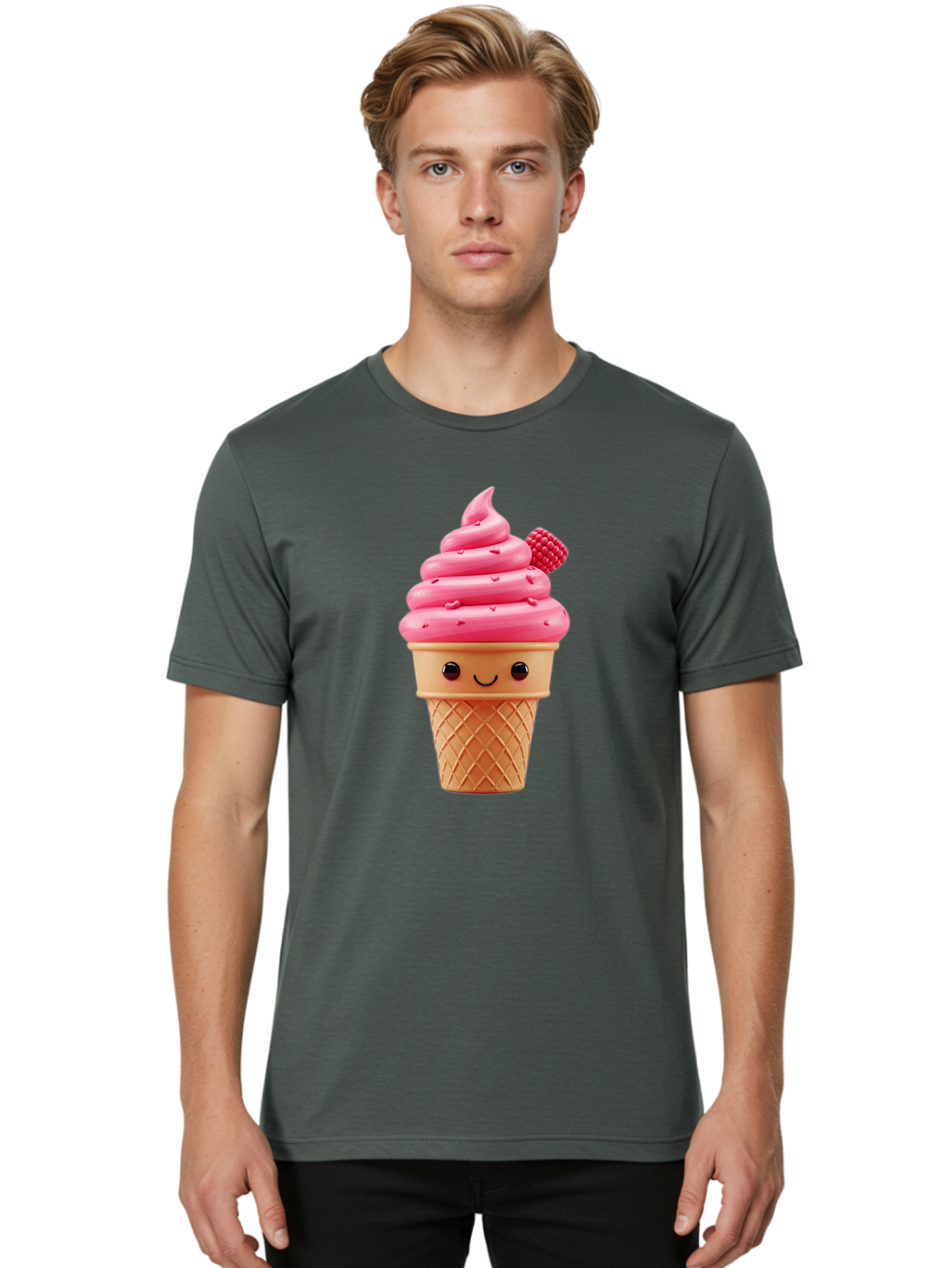 Pink-Ice-Cream-Cone-1 Men'S Graphic Tee, 100% Cotton, Comfortable Casual Summer Wear, Machine Washable, Vintage Camera, Old Camera, Antique Camera, Black Camera, Classic Photography, Photography Equipment, Nostalgic Device, Film Camera, Baj687 24