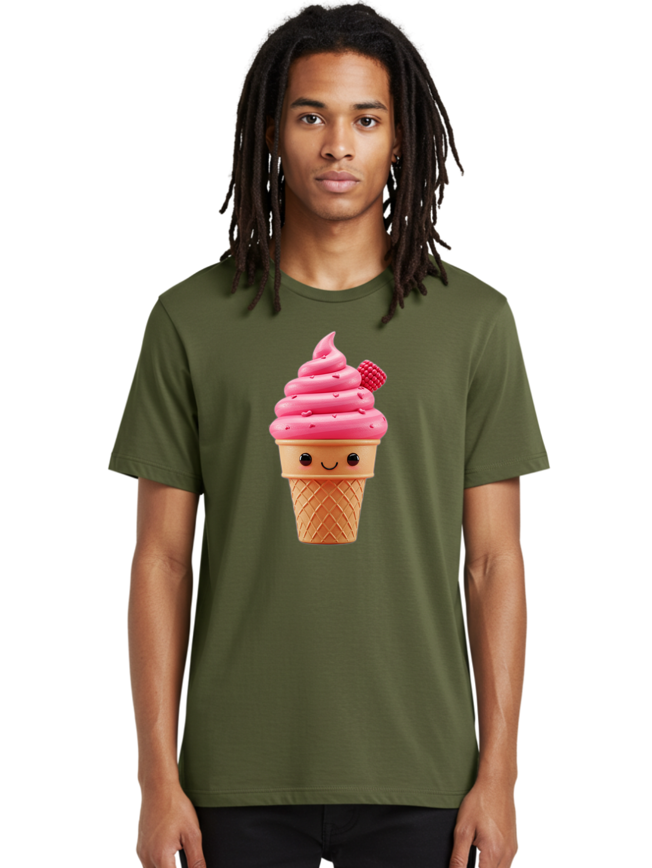 Pink-Ice-Cream-Cone-1 Men'S Graphic Tee, 100% Cotton, Comfortable Casual Summer Wear, Machine Washable, Vintage Camera, Old Camera, Antique Camera, Black Camera, Classic Photography, Photography Equipment, Nostalgic Device, Film Camera, Baj687 16