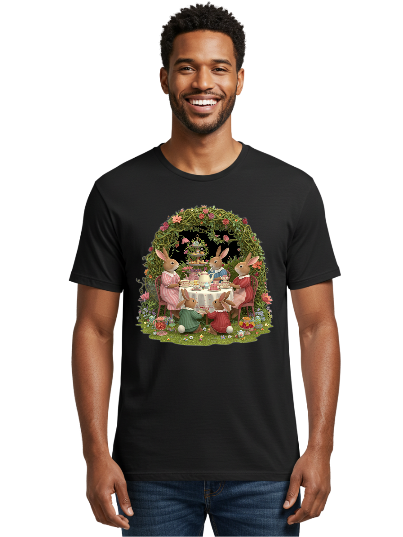 Rabbit-Family-Tea-Party Men'S Graphic Tee, 100% Cotton, Comfortable Casual Summer Wear, Machine Washable, Vintage Camera, Old Camera, Antique Camera, Black Camera, Classic Photography, Photography Equipment, Nostalgic Device, Film Camera, Baj720 25