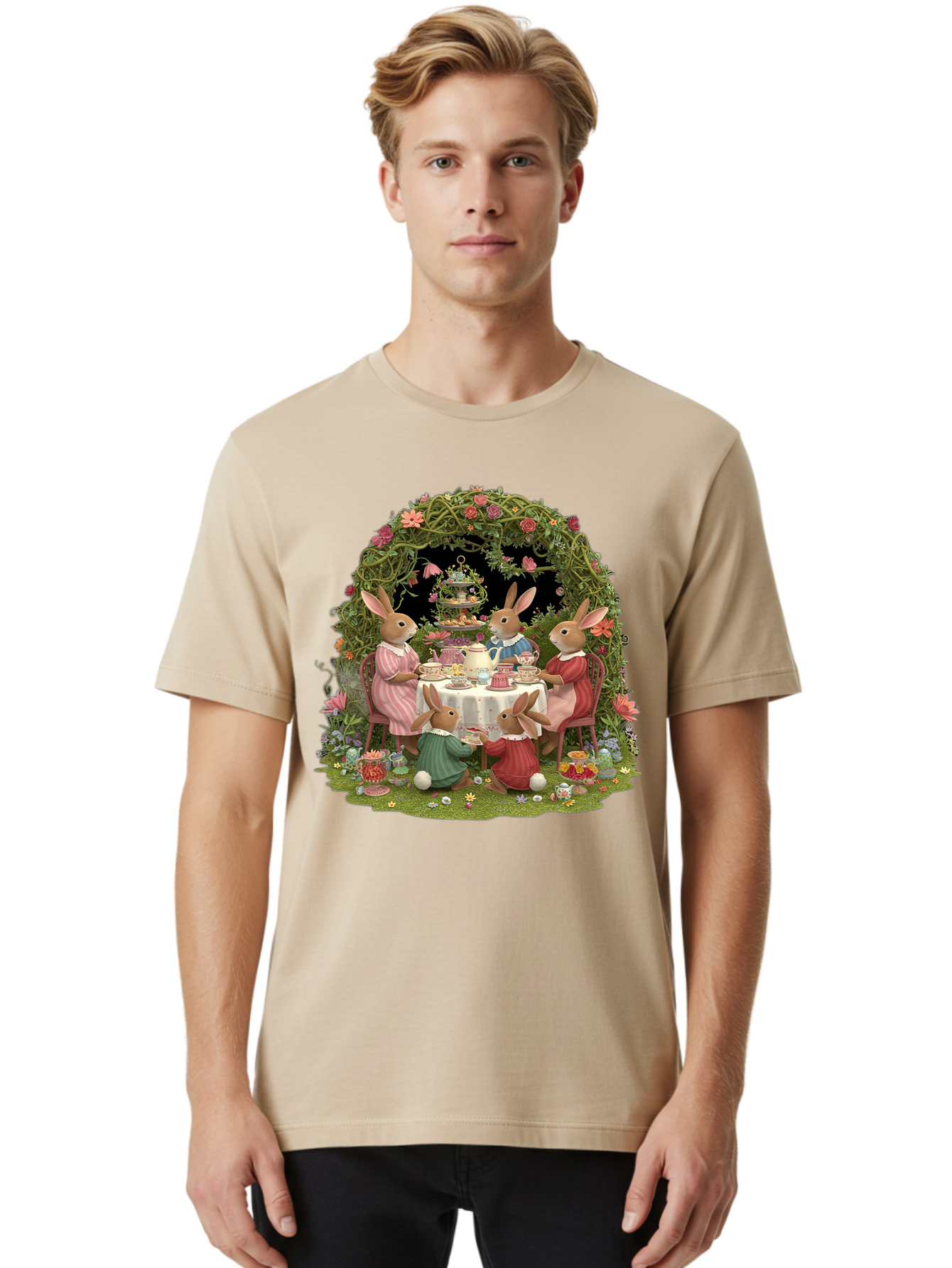 Rabbit-Family-Tea-Party Men'S Graphic Tee, 100% Cotton, Comfortable Casual Summer Wear, Machine Washable, Vintage Camera, Old Camera, Antique Camera, Black Camera, Classic Photography, Photography Equipment, Nostalgic Device, Film Camera, Baj720 29