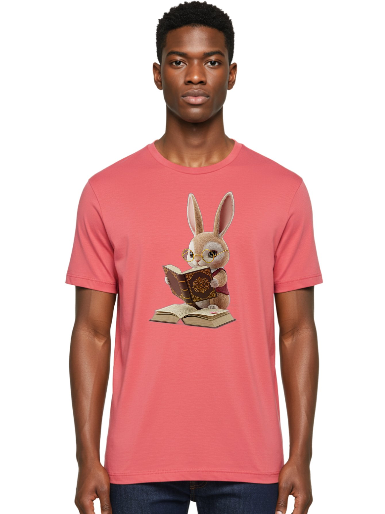Rabbit-Reading-Book-1 Men'S Graphic Tee, 100% Cotton, Comfortable Casual Summer Wear, Machine Washable, Vintage Camera, Old Camera, Antique Camera, Black Camera, Classic Photography, Photography Equipment, Nostalgic Device, Film Camera, Baj723 17