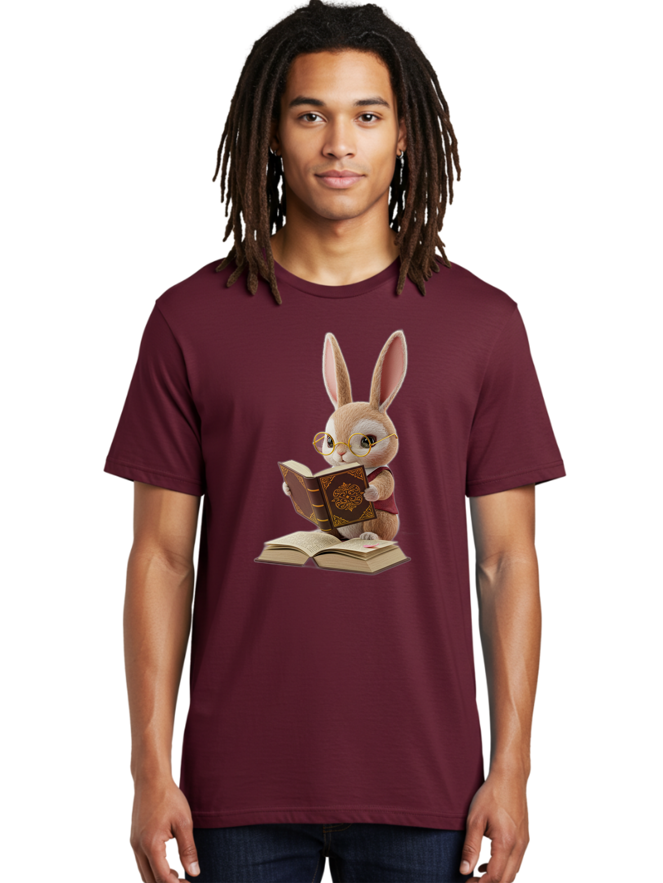 Rabbit-Reading-Book-1 Men'S Graphic Tee, 100% Cotton, Comfortable Casual Summer Wear, Machine Washable, Vintage Camera, Old Camera, Antique Camera, Black Camera, Classic Photography, Photography Equipment, Nostalgic Device, Film Camera, Baj723 16
