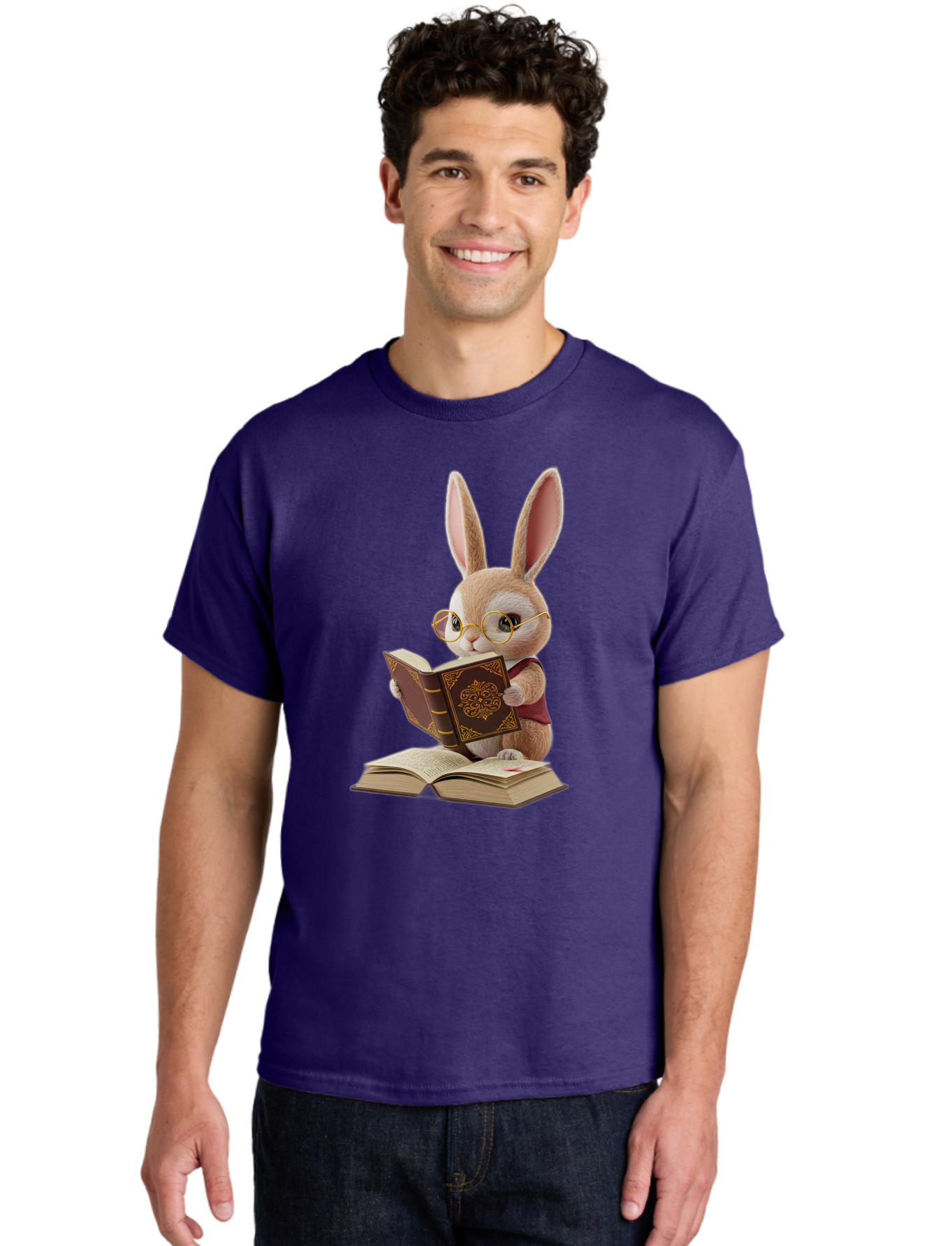 Rabbit-Reading-Book-1 Men'S Graphic Tee, 100% Cotton, Comfortable Casual Summer Wear, Machine Washable, Vintage Camera, Old Camera, Antique Camera, Black Camera, Classic Photography, Photography Equipment, Nostalgic Device, Film Camera, Baj723 30