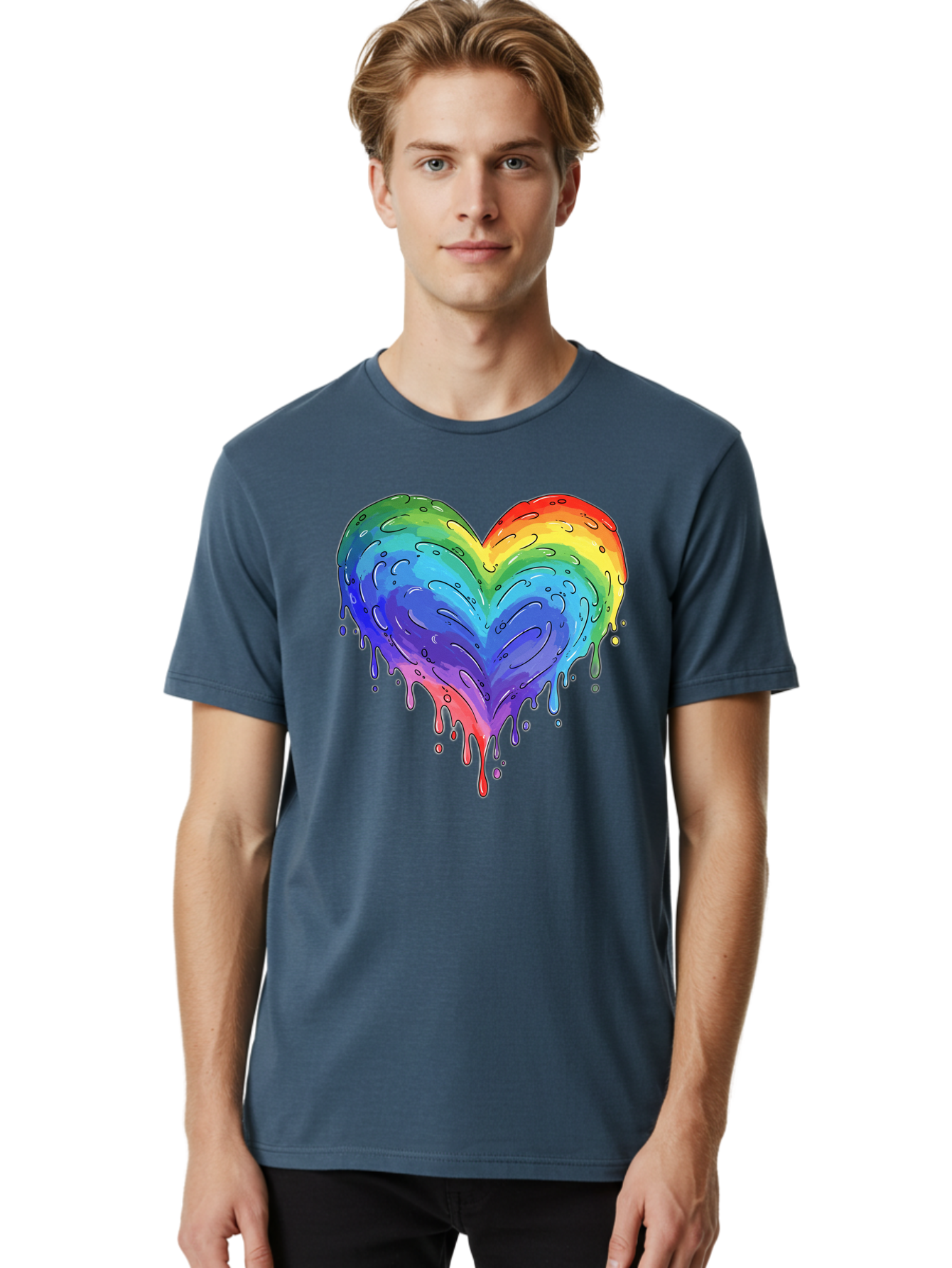 Rainbow-Dripping-Heart Men'S Graphic Tee, 100% Cotton, Comfortable Casual Summer Wear, Machine Washable, Vintage Camera, Old Camera, Antique Camera, Black Camera, Classic Photography, Photography Equipment, Nostalgic Device, Film Camera, Baj727 30
