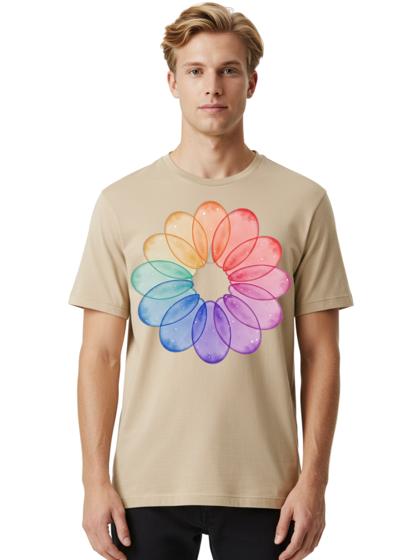 Rainbow-Flower-Petals Men'S Graphic Tee, 100% Cotton, Comfortable Casual Summer Wear, Machine Washable, Vintage Camera, Old Camera, Antique Camera, Black Camera, Classic Photography, Photography Equipment, Nostalgic Device, Film Camera, Baj728 18
