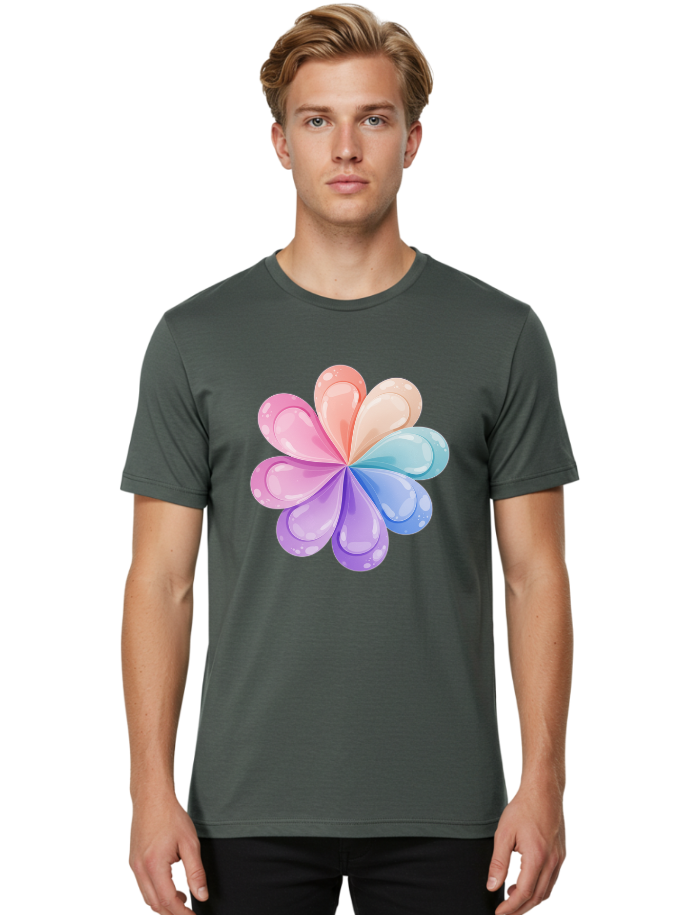 Water-Droplet-Flower Men'S Graphic Tee, 100% Cotton, Comfortable Casual Summer Wear, Machine Washable, Vintage Camera, Old Camera, Antique Camera, Black Camera, Classic Photography, Photography Equipment, Nostalgic Device, Film Camera, Baj867 16