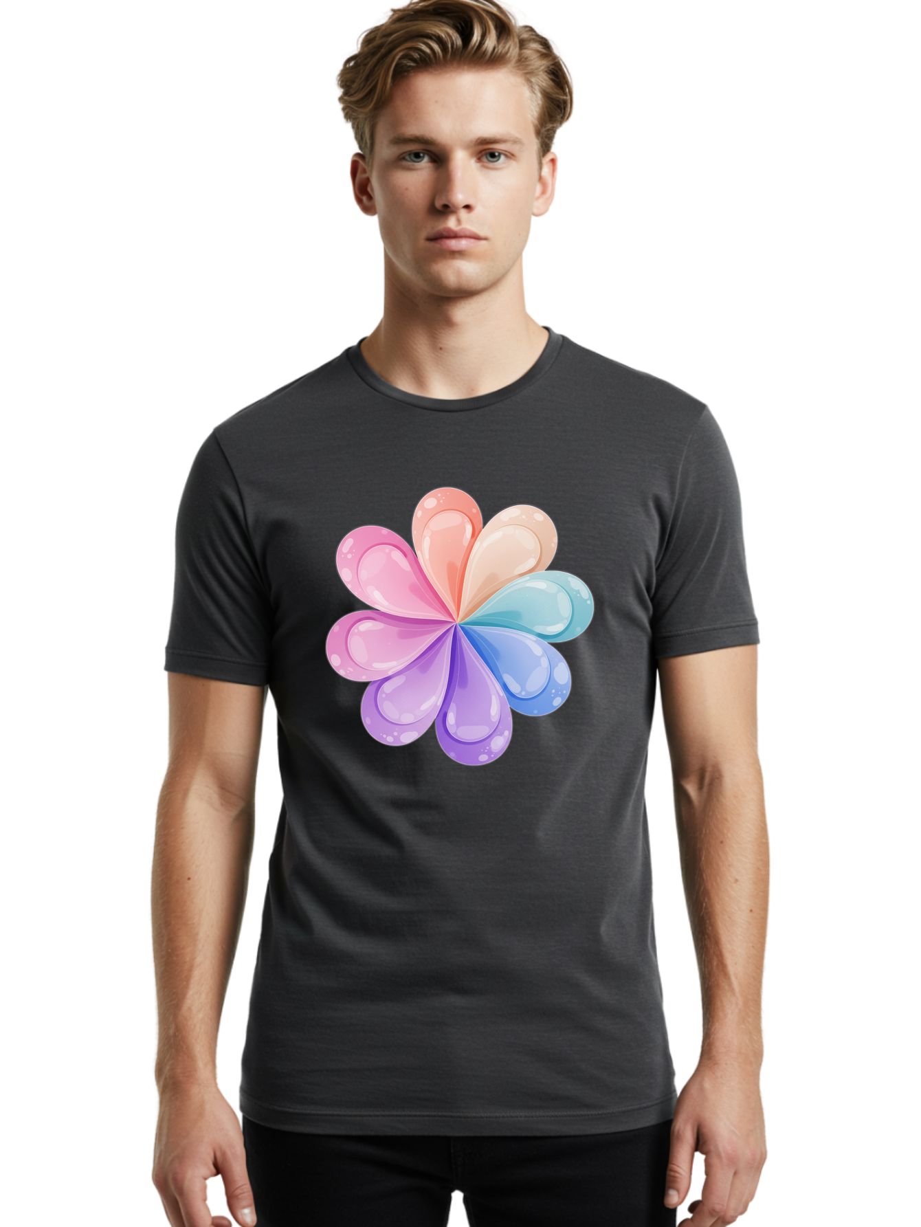 Water-Droplet-Flower Men'S Graphic Tee, 100% Cotton, Comfortable Casual Summer Wear, Machine Washable, Vintage Camera, Old Camera, Antique Camera, Black Camera, Classic Photography, Photography Equipment, Nostalgic Device, Film Camera, Baj867 18