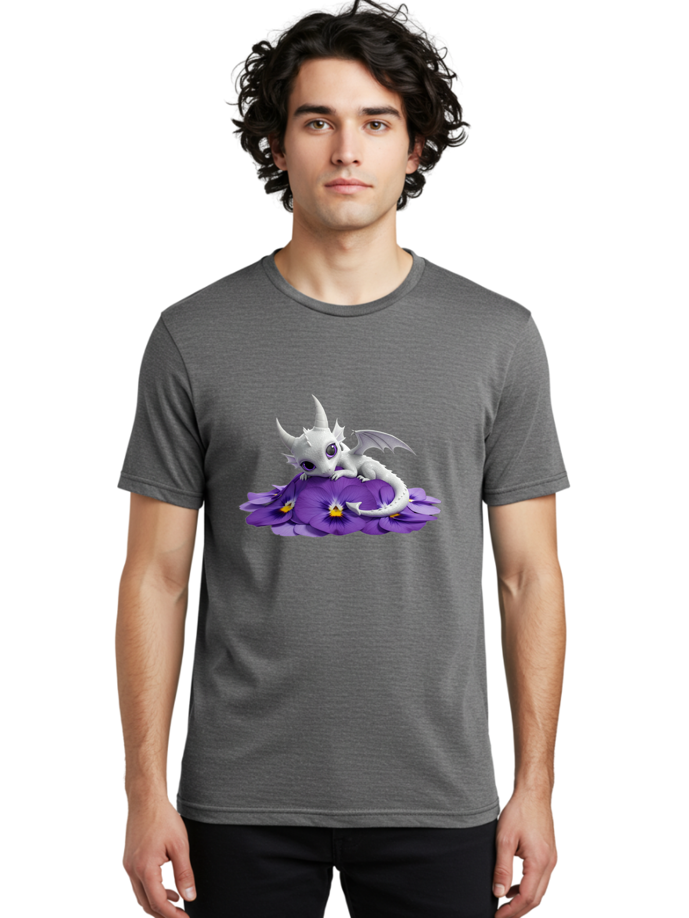 White-Dragon-On-Purple-Flowers Men'S Graphic Tee, 100% Cotton, Comfortable Casual Summer Wear, Machine Washable, Vintage Camera, Old Camera, Antique Camera, Black Camera, Classic Photography, Photography Equipment, Nostalgic Device, Baj872 28