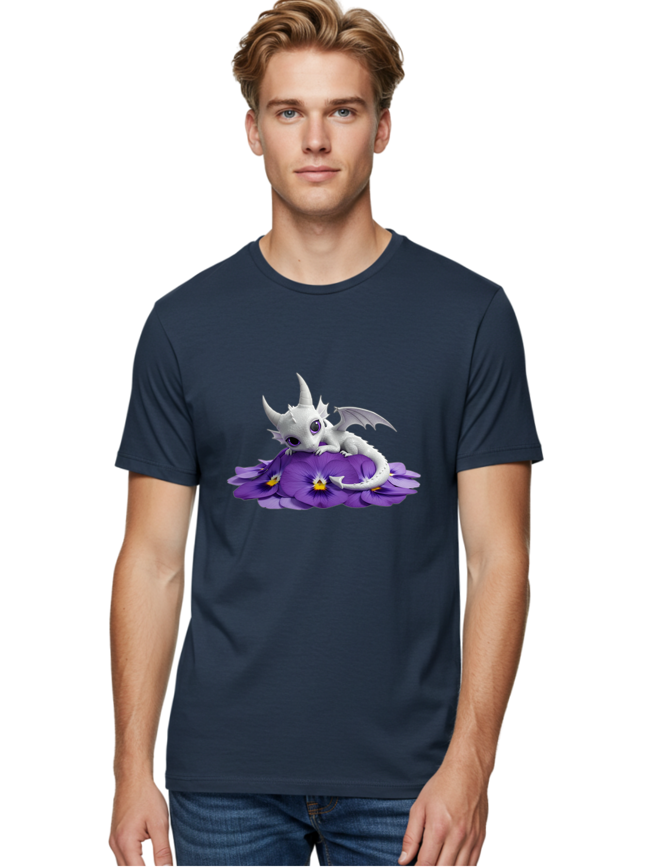 White-Dragon-On-Purple-Flowers Men'S Graphic Tee, 100% Cotton, Comfortable Casual Summer Wear, Machine Washable, Vintage Camera, Old Camera, Antique Camera, Black Camera, Classic Photography, Photography Equipment, Nostalgic Device, Baj872 22