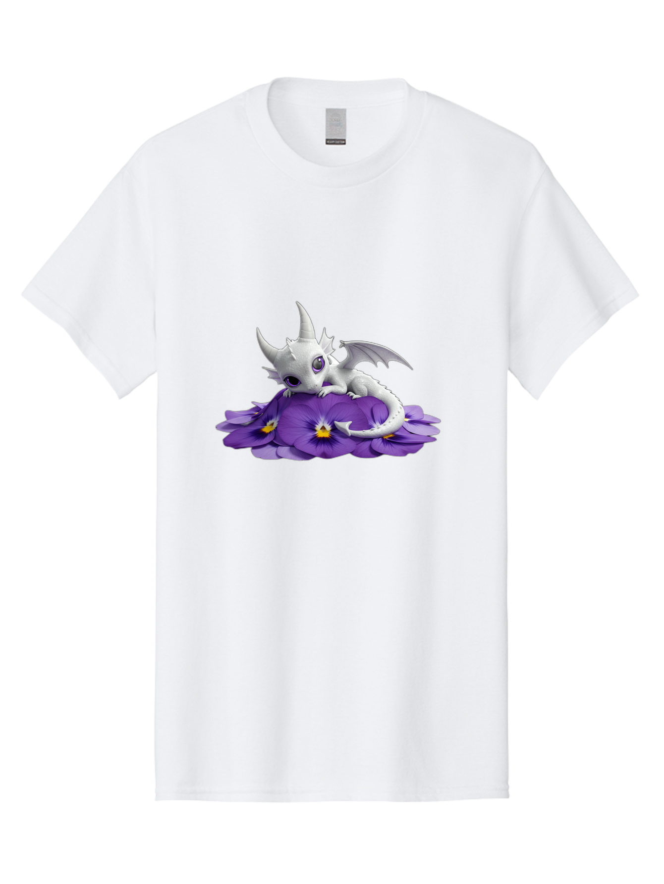 White-Dragon-On-Purple-Flowers Men'S Graphic Tee, 100% Cotton, Comfortable Casual Summer Wear, Machine Washable, Vintage Camera, Old Camera, Antique Camera, Black Camera, Classic Photography, Photography Equipment, Nostalgic Device, Baj872 6