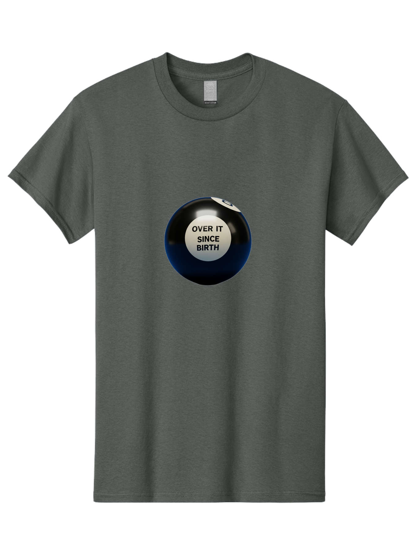 8-Ball-With-Over-It-Since-Birth-Text Men'S Graphic Tee, 100% Cotton, Comfortable Casual Summer Wear, Machine Washable, Vintage Camera, Old Camera, Antique Camera, Black Camera, Classic Photography, Photography Equipment, Nostalgic Device, Baj903 3