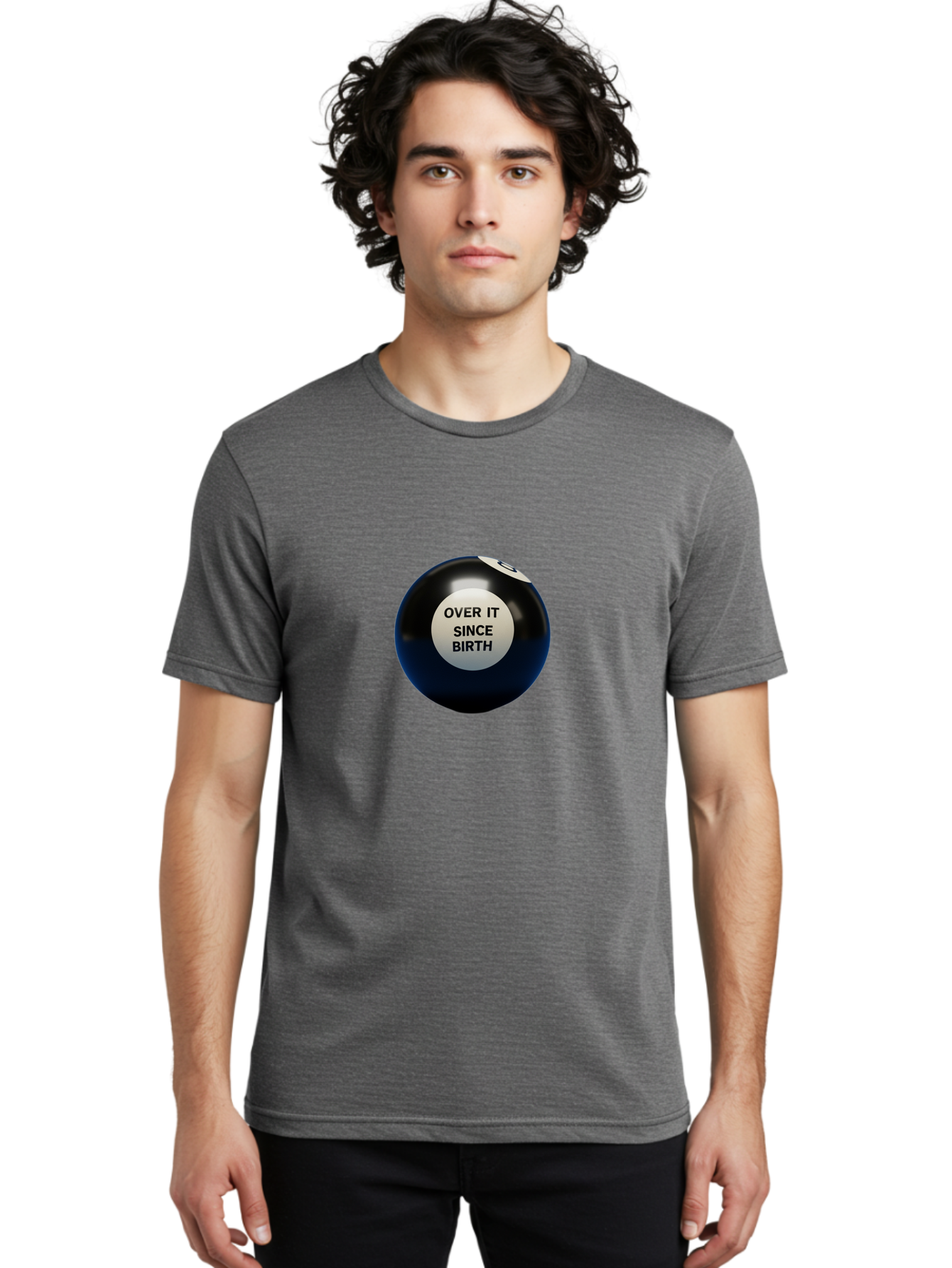 8-Ball-With-Over-It-Since-Birth-Text Men'S Graphic Tee, 100% Cotton, Comfortable Casual Summer Wear, Machine Washable, Vintage Camera, Old Camera, Antique Camera, Black Camera, Classic Photography, Photography Equipment, Nostalgic Device, Baj903 12