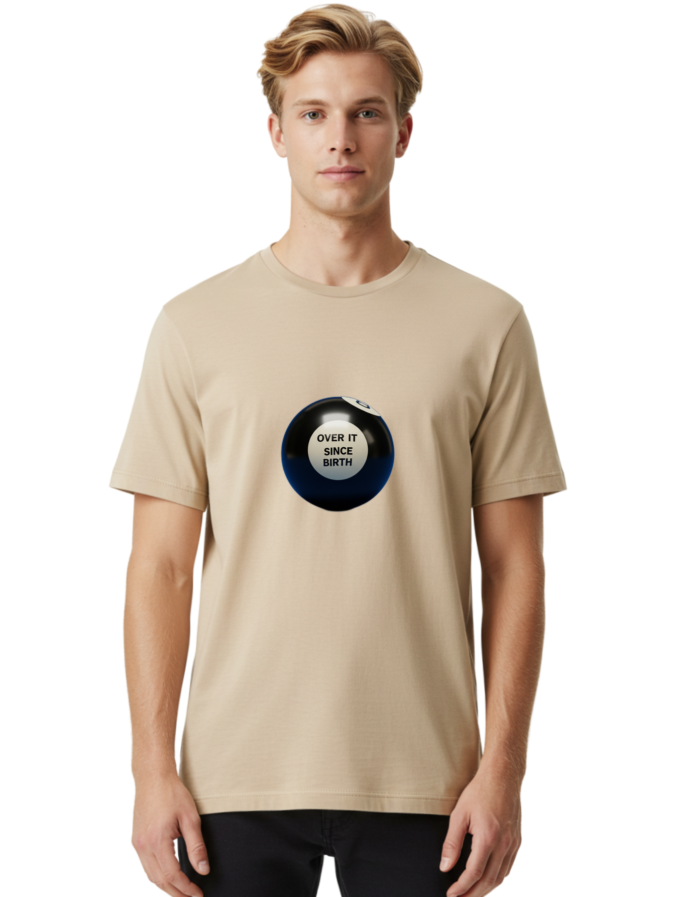 8-Ball-With-Over-It-Since-Birth-Text Men'S Graphic Tee, 100% Cotton, Comfortable Casual Summer Wear, Machine Washable, Vintage Camera, Old Camera, Antique Camera, Black Camera, Classic Photography, Photography Equipment, Nostalgic Device, Baj903 18
