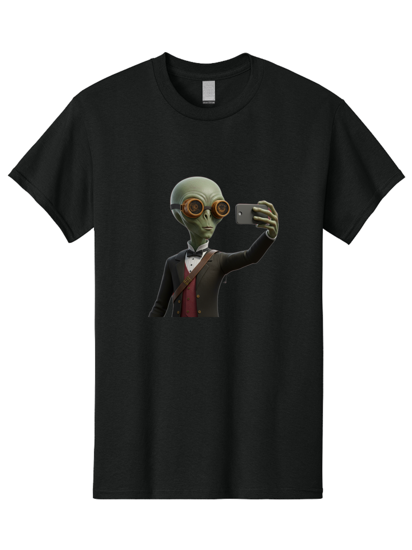 Alien-Taking-Selfie Men'S Graphic Tee, 100% Cotton, Comfortable Casual Summer Wear, Machine Washable, Vintage Camera, Old Camera, Antique Camera, Black Camera, Classic Photography, Photography Equipment, Nostalgic Device, Film Camera, Baj925 1