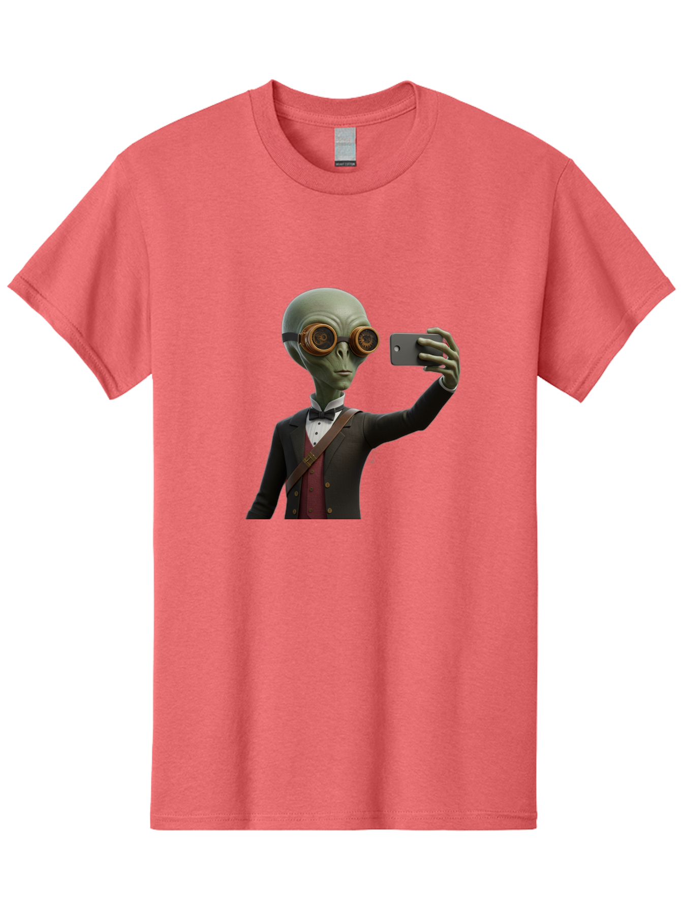 Alien-Taking-Selfie Men'S Graphic Tee, 100% Cotton, Comfortable Casual Summer Wear, Machine Washable, Vintage Camera, Old Camera, Antique Camera, Black Camera, Classic Photography, Photography Equipment, Nostalgic Device, Film Camera, Baj925 11