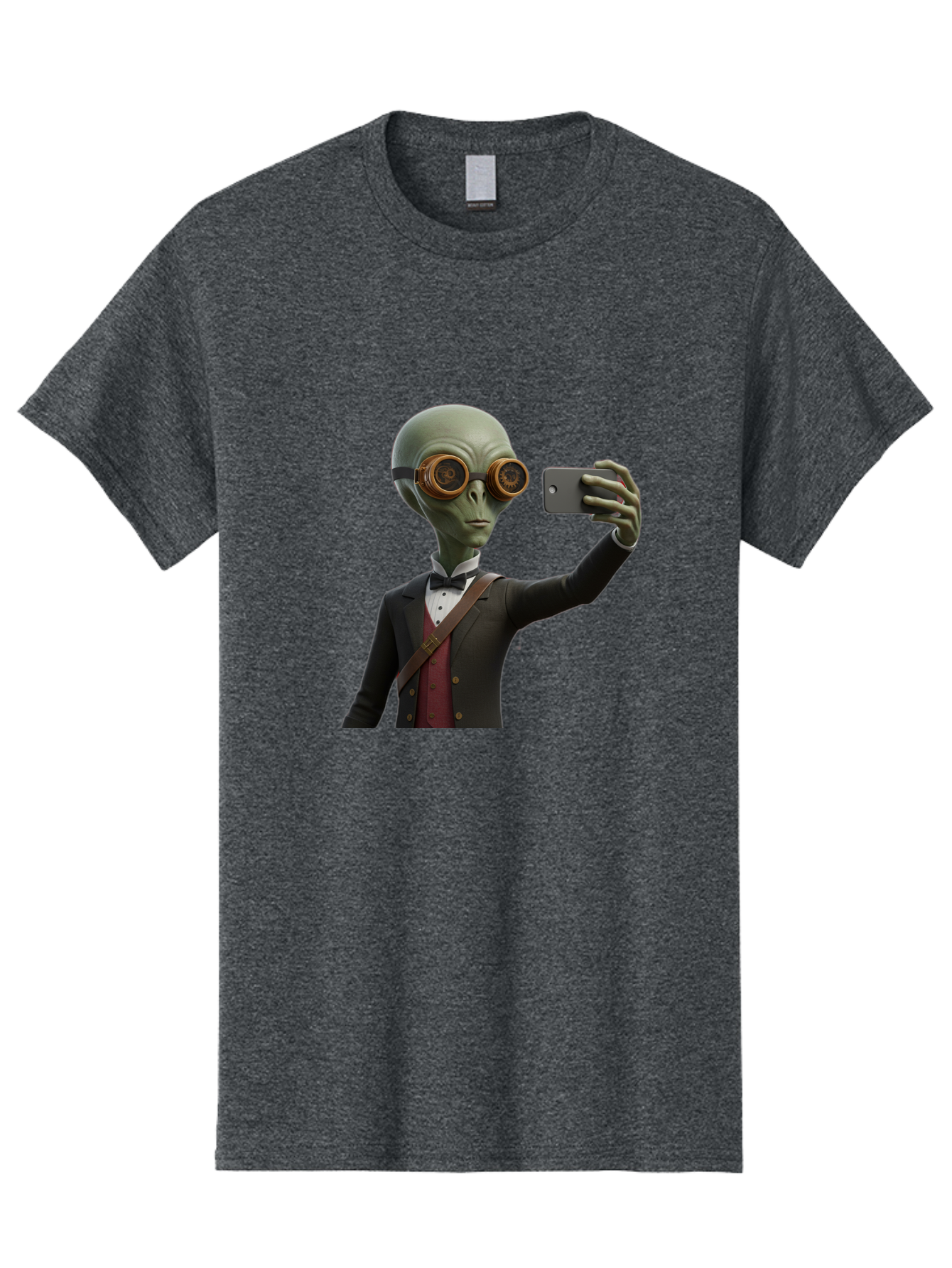 Alien-Taking-Selfie Men'S Graphic Tee, 100% Cotton, Comfortable Casual Summer Wear, Machine Washable, Vintage Camera, Old Camera, Antique Camera, Black Camera, Classic Photography, Photography Equipment, Nostalgic Device, Film Camera, Baj925 3