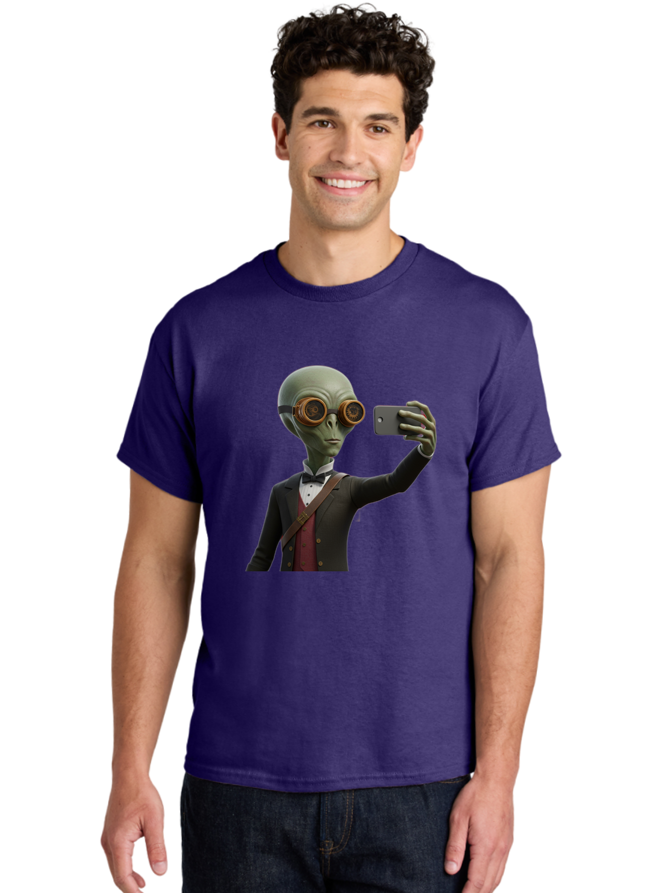 Alien-Taking-Selfie Men'S Graphic Tee, 100% Cotton, Comfortable Casual Summer Wear, Machine Washable, Vintage Camera, Old Camera, Antique Camera, Black Camera, Classic Photography, Photography Equipment, Nostalgic Device, Film Camera, Baj925 26