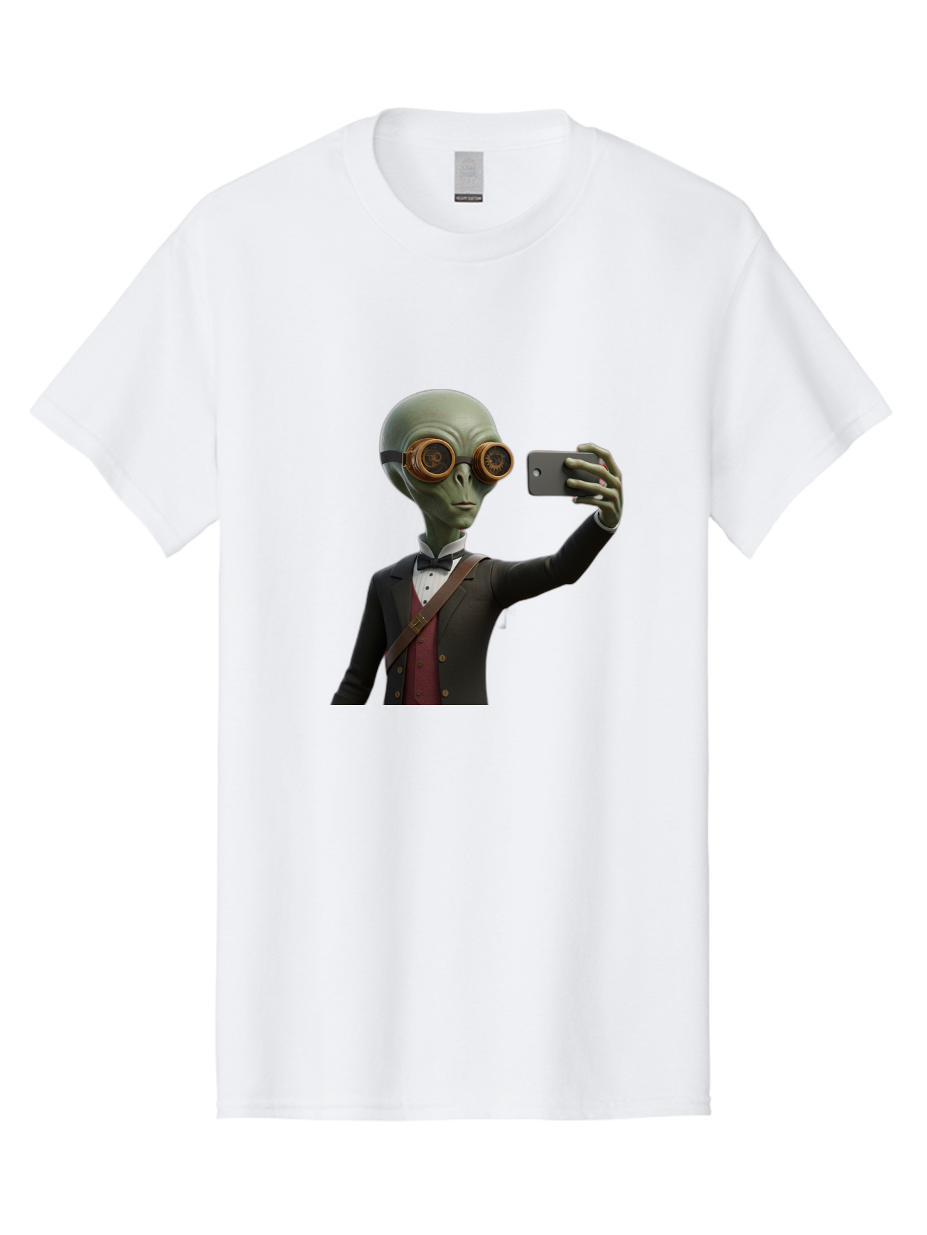 Alien-Taking-Selfie Men'S Graphic Tee, 100% Cotton, Comfortable Casual Summer Wear, Machine Washable, Vintage Camera, Old Camera, Antique Camera, Black Camera, Classic Photography, Photography Equipment, Nostalgic Device, Film Camera, Baj925 5