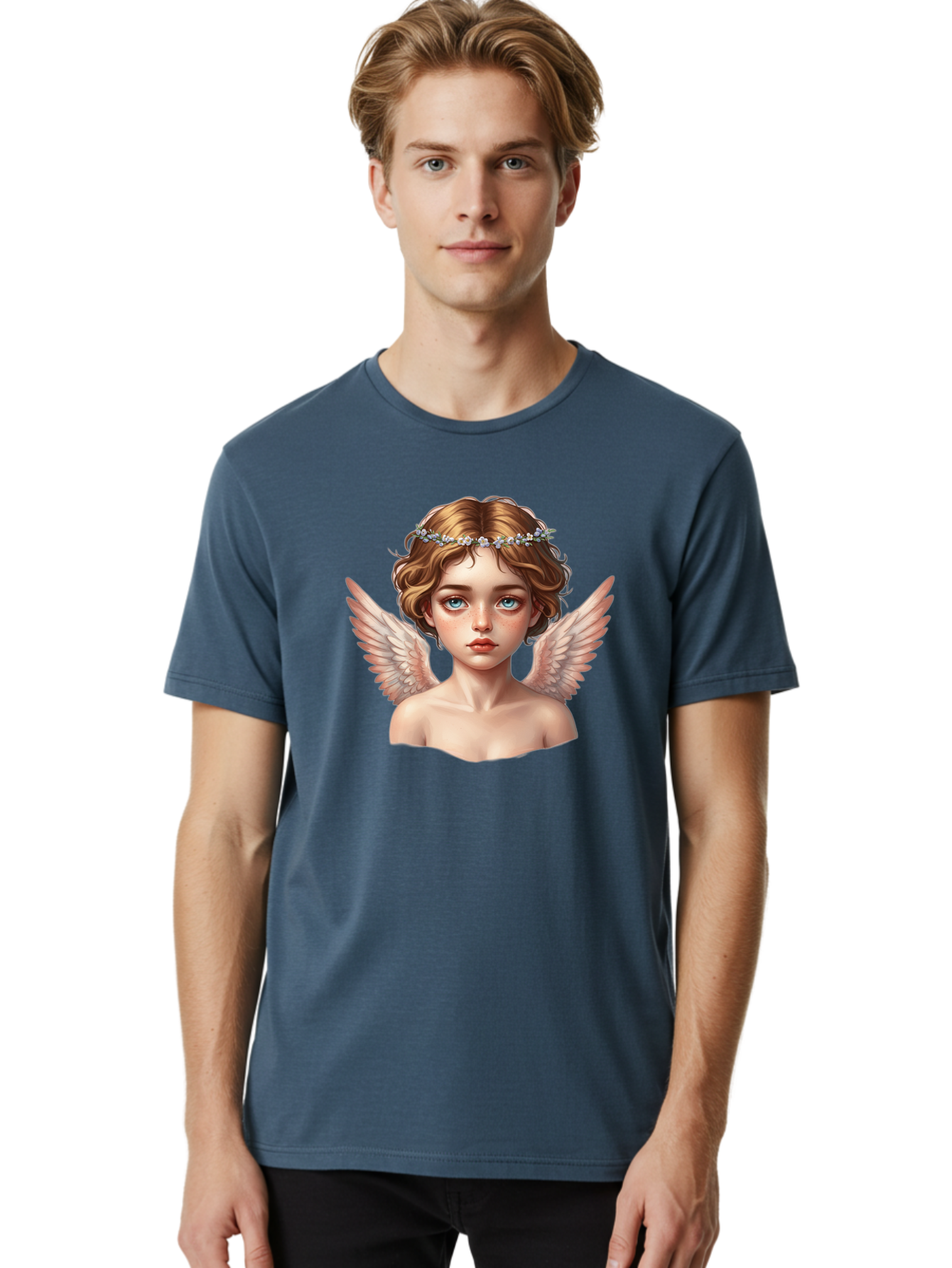 Angel-Portrait-1 Men'S Graphic Tee, 100% Cotton, Comfortable Casual Summer Wear, Machine Washable, Vintage Camera, Old Camera, Antique Camera, Black Camera, Classic Photography, Photography Equipment, Nostalgic Device, Film Camera, Camera Art Baj941 26