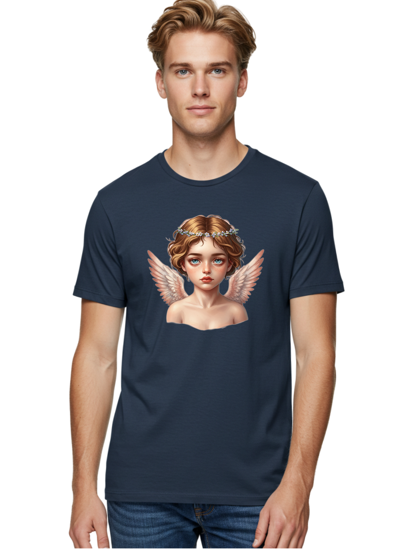 Angel-Portrait-1 Men'S Graphic Tee, 100% Cotton, Comfortable Casual Summer Wear, Machine Washable, Vintage Camera, Old Camera, Antique Camera, Black Camera, Classic Photography, Photography Equipment, Nostalgic Device, Film Camera, Camera Art Baj941 2