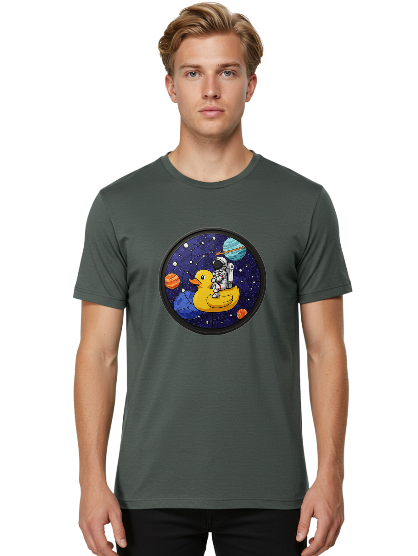 Astronaut-On-Duck-1 Men'S Graphic Tee, 100% Cotton, Comfortable Casual Summer Wear, Machine Washable, Vintage Camera, Old Camera, Antique Camera, Black Camera, Classic Photography, Photography Equipment, Nostalgic Device, Film Camera, Baj970 30