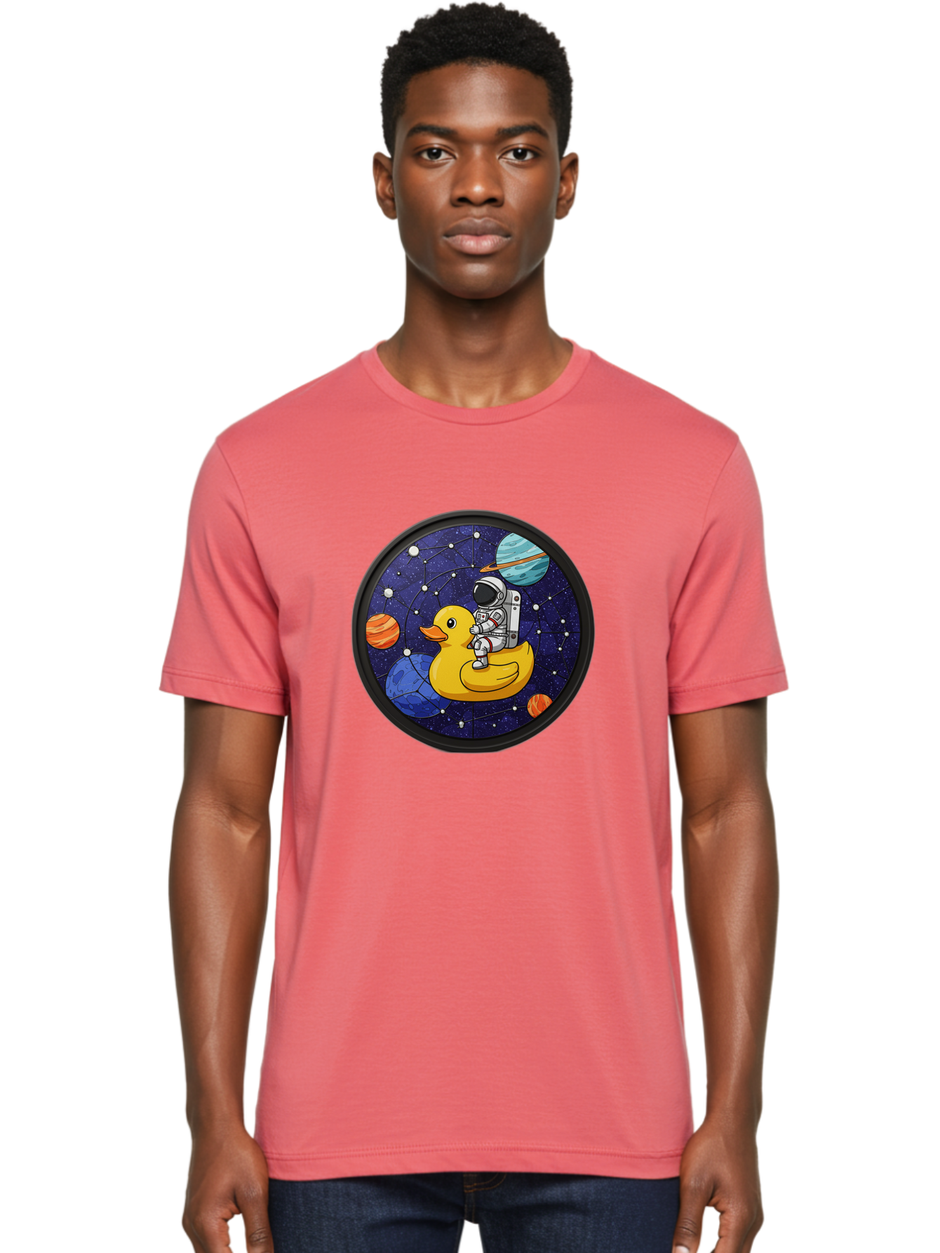 Astronaut-On-Duck-1 Men'S Graphic Tee, 100% Cotton, Comfortable Casual Summer Wear, Machine Washable, Vintage Camera, Old Camera, Antique Camera, Black Camera, Classic Photography, Photography Equipment, Nostalgic Device, Film Camera, Baj970 2