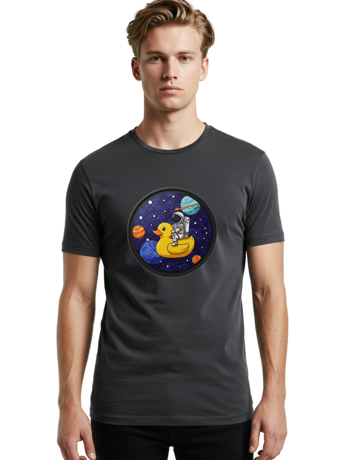 Astronaut-On-Duck-1 Men'S Graphic Tee, 100% Cotton, Comfortable Casual Summer Wear, Machine Washable, Vintage Camera, Old Camera, Antique Camera, Black Camera, Classic Photography, Photography Equipment, Nostalgic Device, Film Camera, Baj970 28