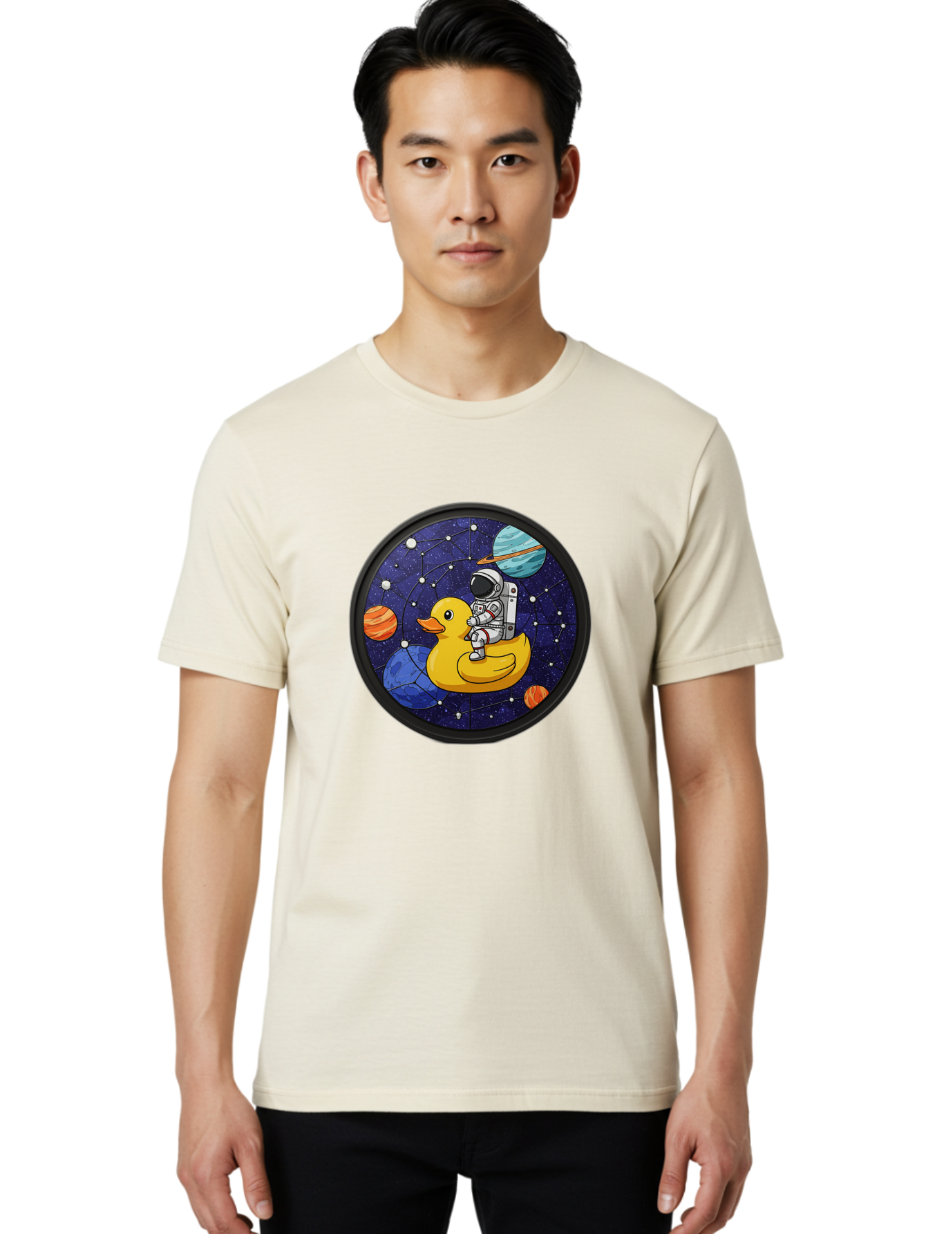 Astronaut-On-Duck-1 Men'S Graphic Tee, 100% Cotton, Comfortable Casual Summer Wear, Machine Washable, Vintage Camera, Old Camera, Antique Camera, Black Camera, Classic Photography, Photography Equipment, Nostalgic Device, Film Camera, Baj970 12