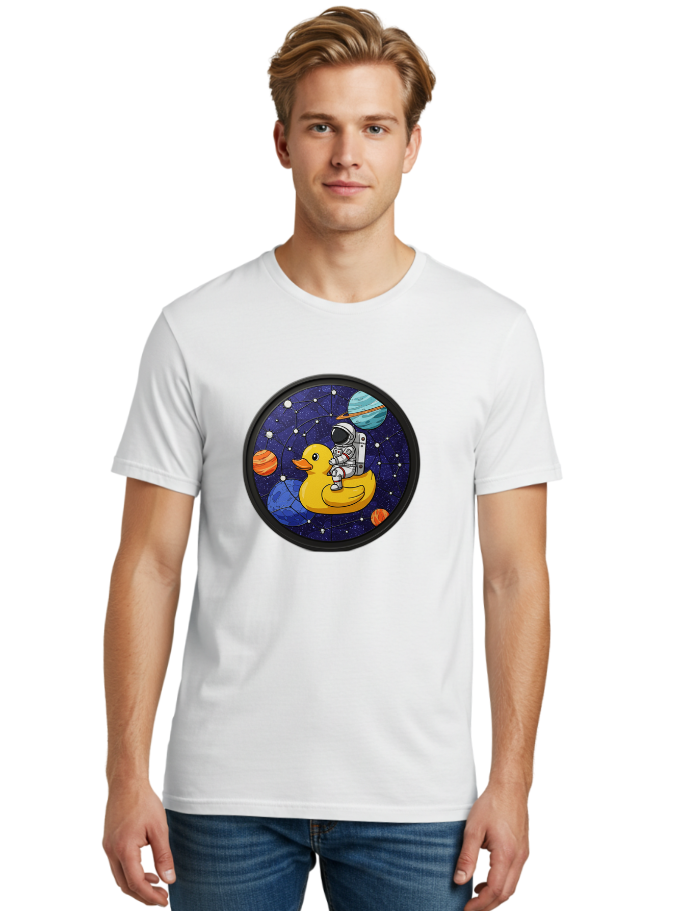 Astronaut-On-Duck-1 Men'S Graphic Tee, 100% Cotton, Comfortable Casual Summer Wear, Machine Washable, Vintage Camera, Old Camera, Antique Camera, Black Camera, Classic Photography, Photography Equipment, Nostalgic Device, Film Camera, Baj970 6
