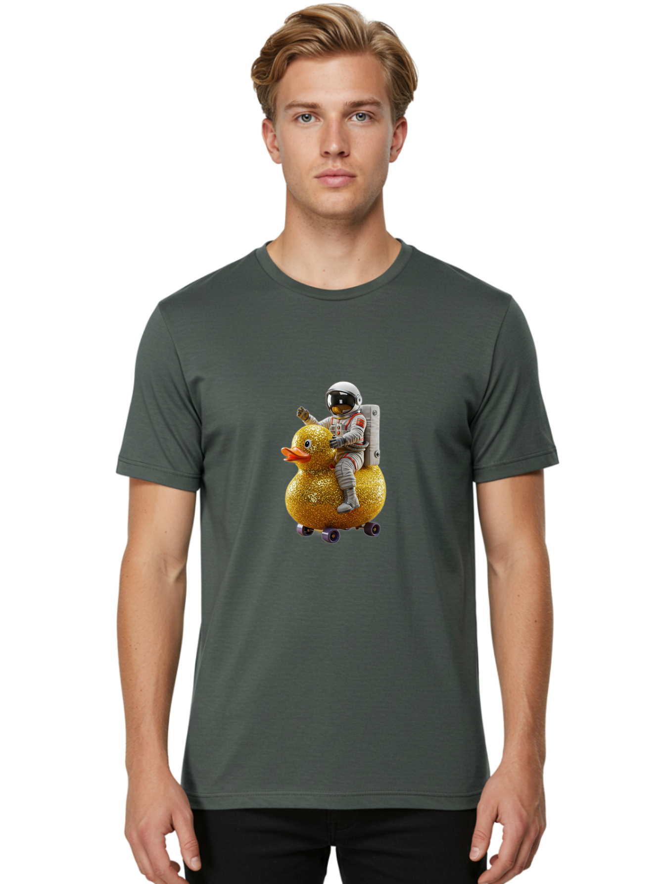 Astronaut-On-Gold-Duck Men'S Graphic Tee, 100% Cotton, Comfortable Casual Summer Wear, Machine Washable, Vintage Camera, Old Camera, Antique Camera, Black Camera, Classic Photography, Photography Equipment, Nostalgic Device, Film Camera, Baj973 24