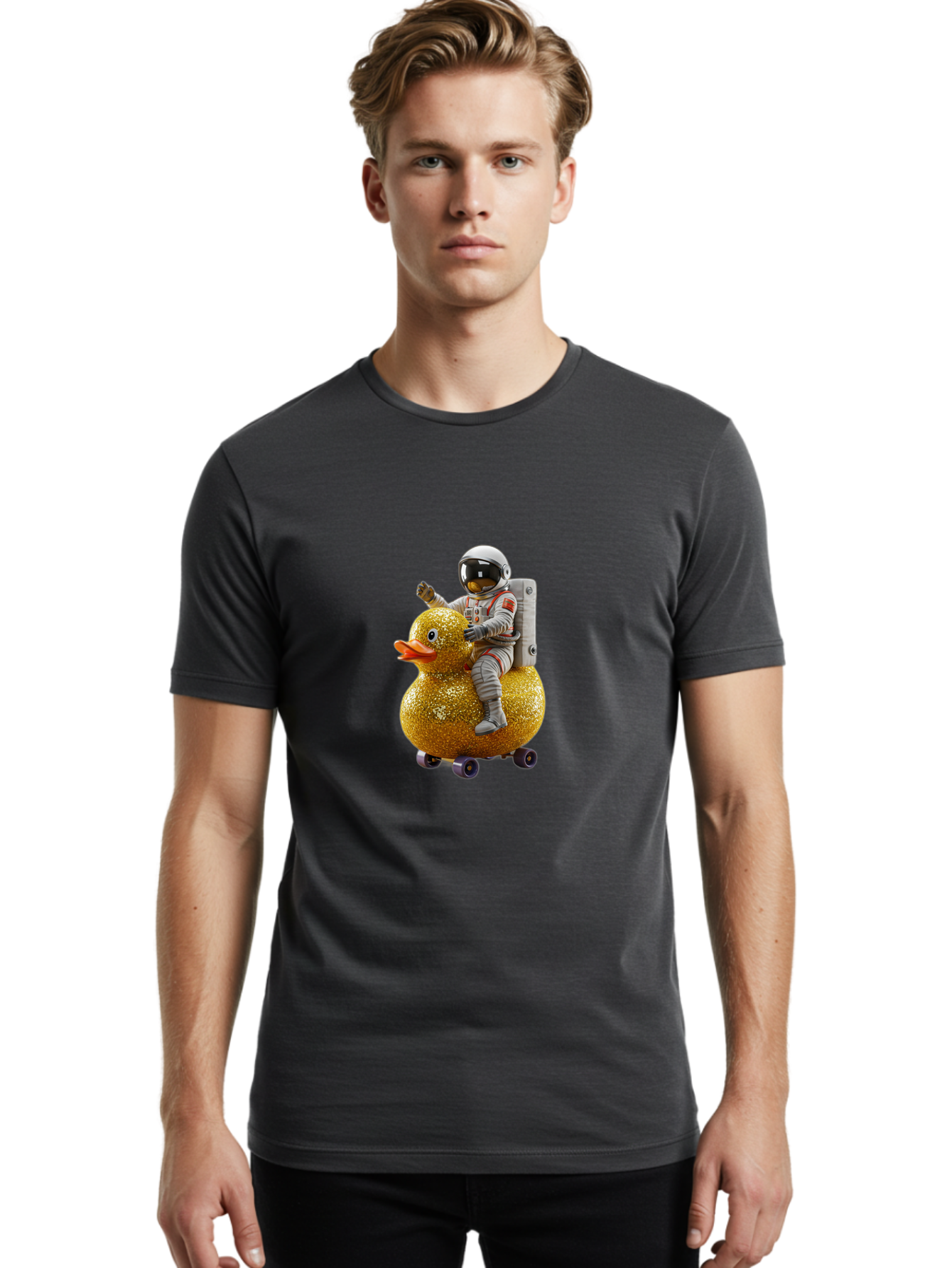 Astronaut-On-Gold-Duck Men'S Graphic Tee, 100% Cotton, Comfortable Casual Summer Wear, Machine Washable, Vintage Camera, Old Camera, Antique Camera, Black Camera, Classic Photography, Photography Equipment, Nostalgic Device, Film Camera, Baj973 12